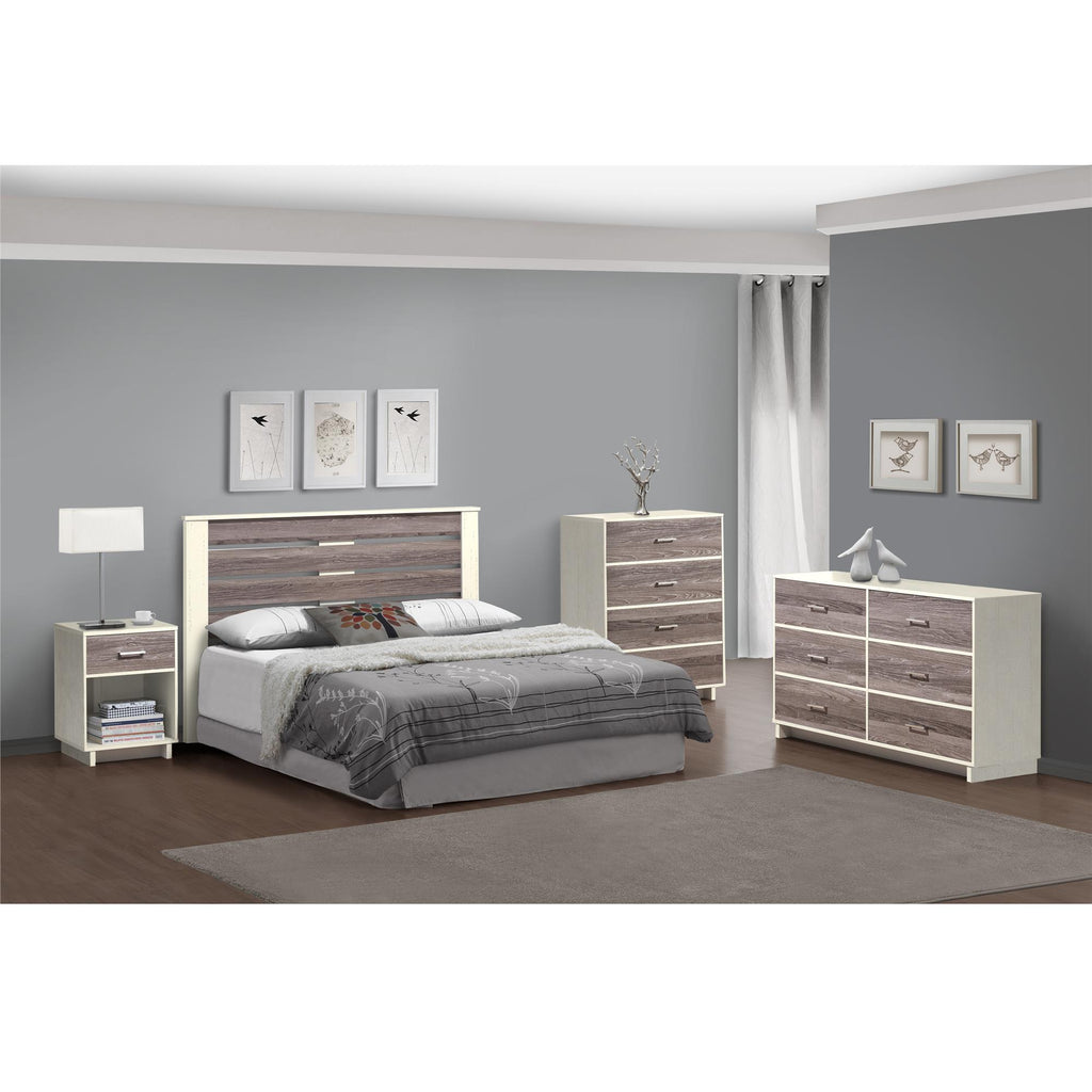 Ameriwood Home Lennon Tall 5 Drawer Dresser, Medium Brown and Faux Rattan