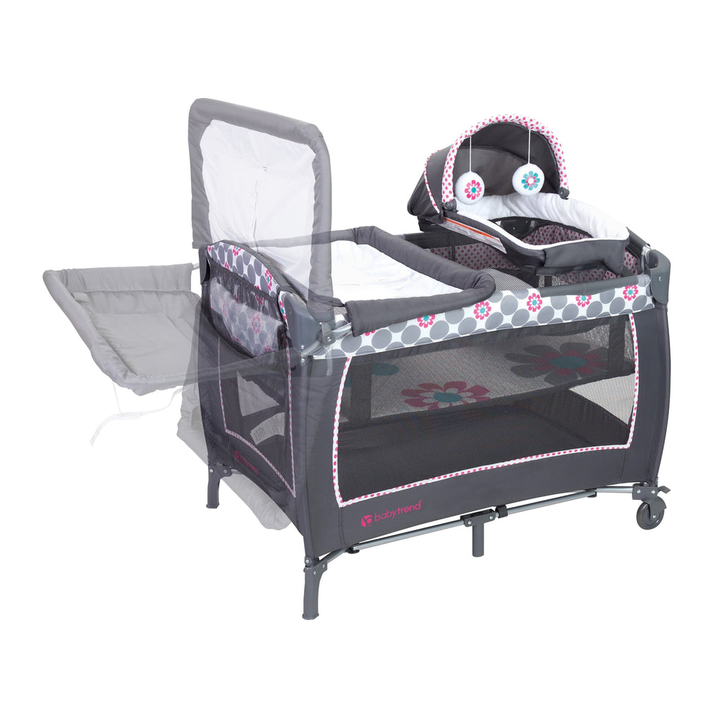Baby Trend Lil Snooze Deluxe II Nursery Center Playard - Forest Party Gray