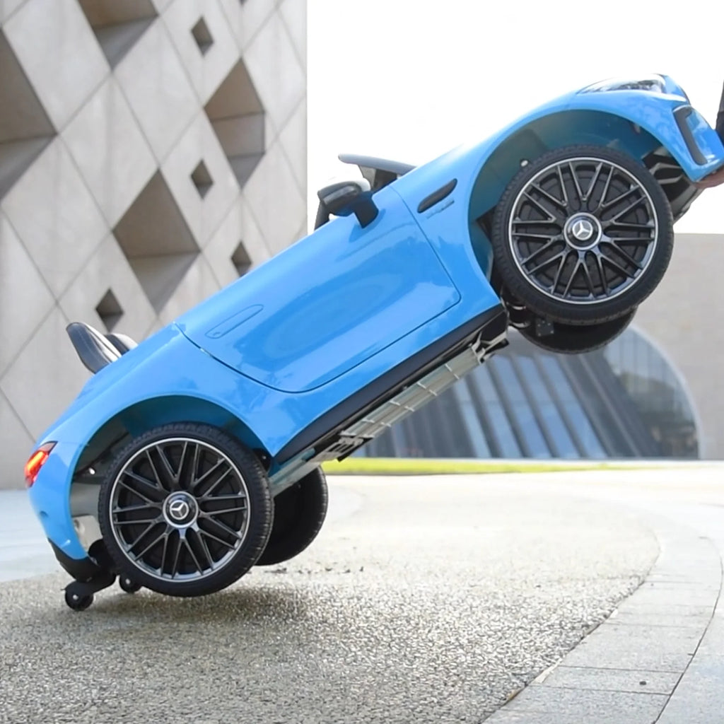 24V Ride on Car w/Parent Remote Control, Licensed Mercedes-Benz SL63 Powered Ride On Toy Car for Kids, Electric Car for Boy w/Music Bluetooth/LED Headlight/Belt, 200w Super Powerful Motor, Blue