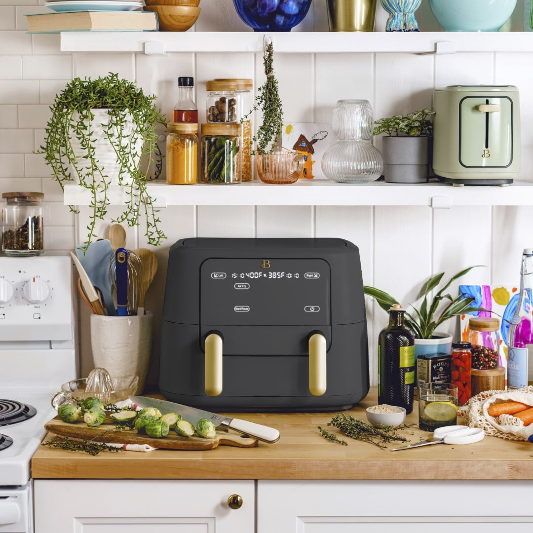 Beautiful 9 QT TriZone Air Fryer, White Icing by Drew Barrymore