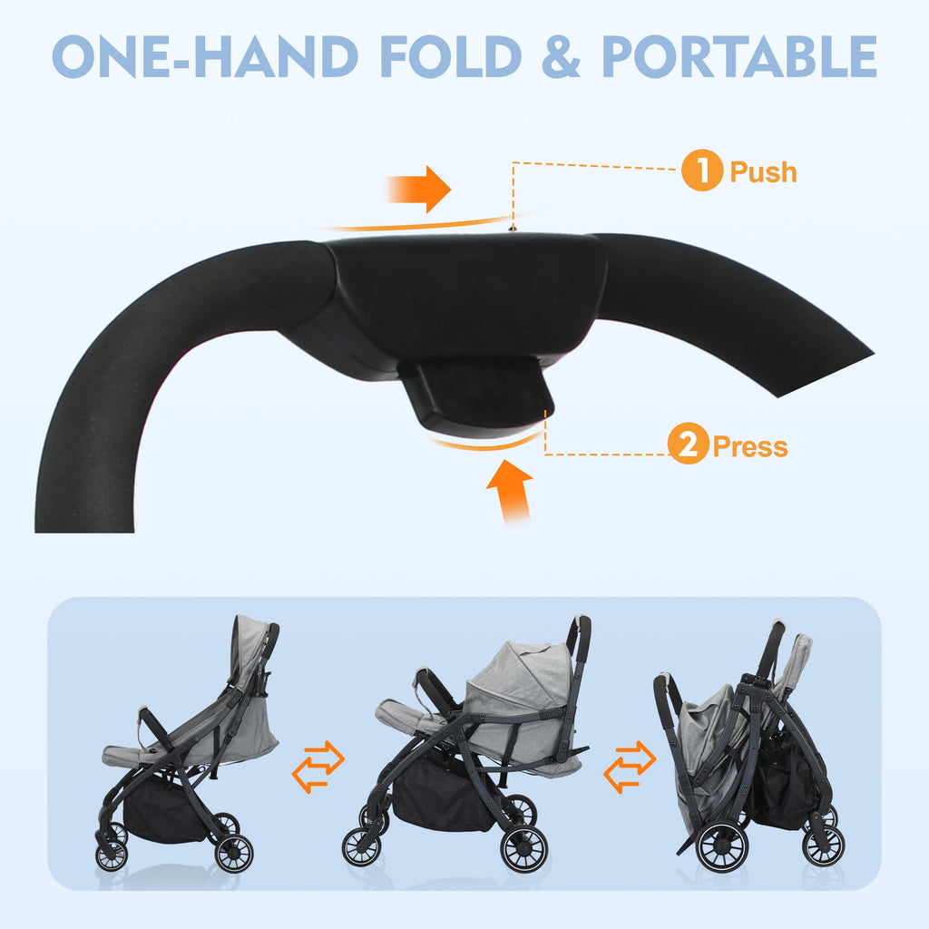 Baby Stroller, 2 in 1 Convertible Baby Stroller Folding Infant Newborn Reversible Bassinet Pram
