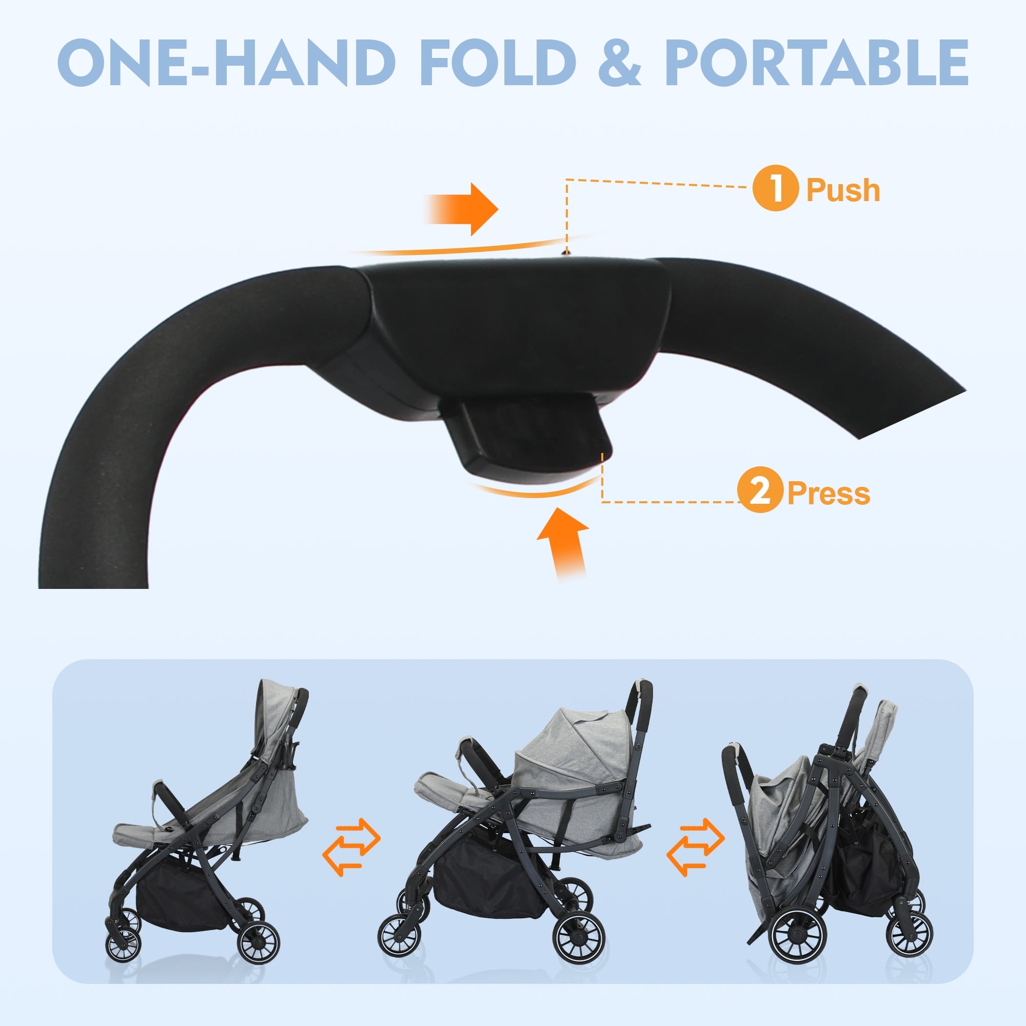 Baby Stroller, 2 in 1 Convertible Baby Stroller Folding Infant Newborn Reversible Bassinet Pram