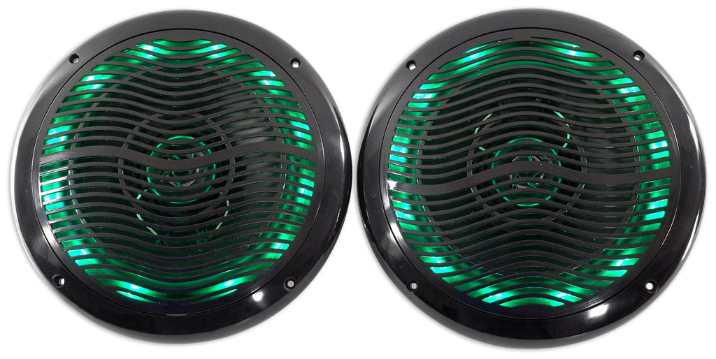 (4) Rockville RMC65LB 6.5" 1200w Black Marine Speakers w/Multi Color LED+Remote