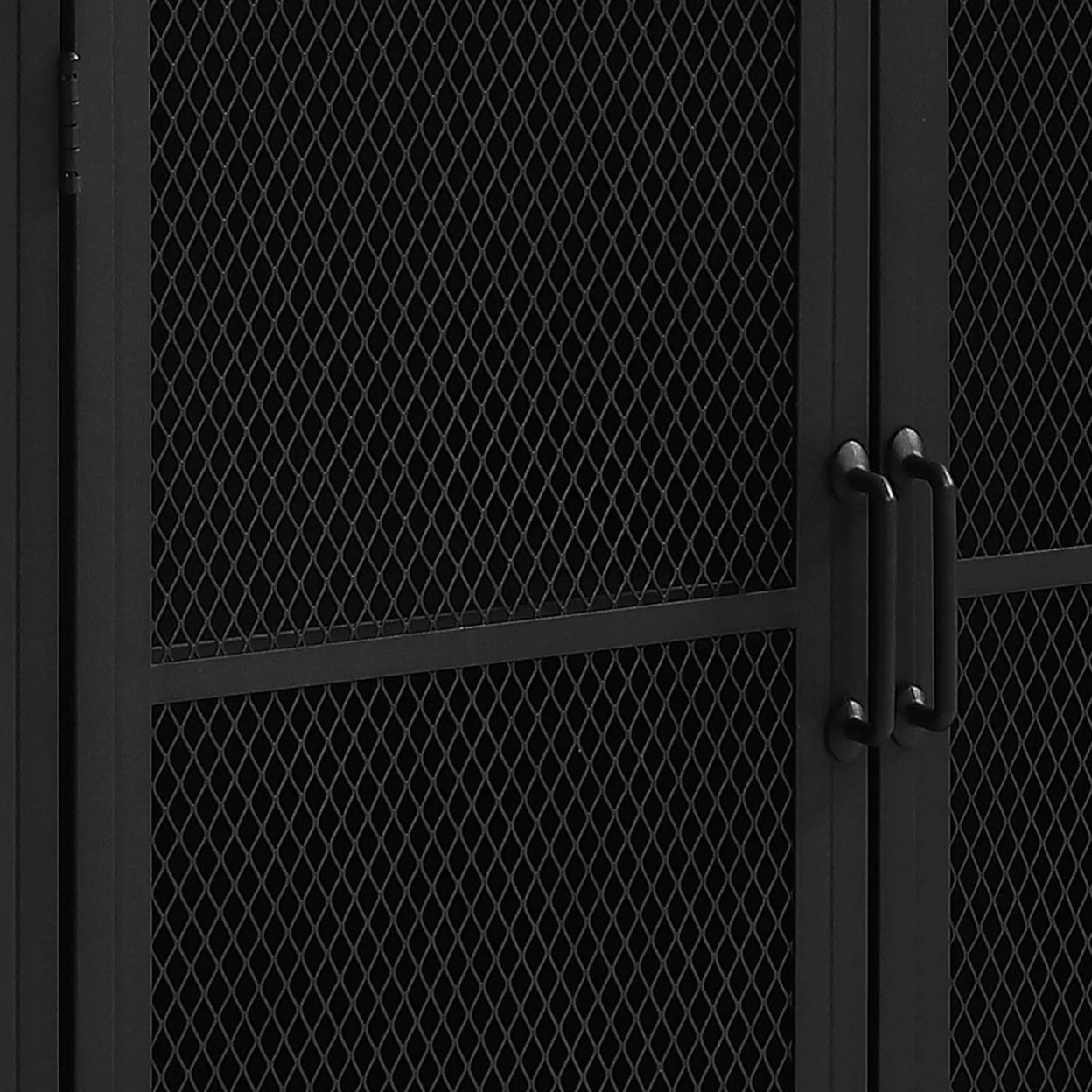 34 Inch Bar Cabinet On Wheels Wire Mesh Doors Wood Grain Details Black - Saltoro Sherpi