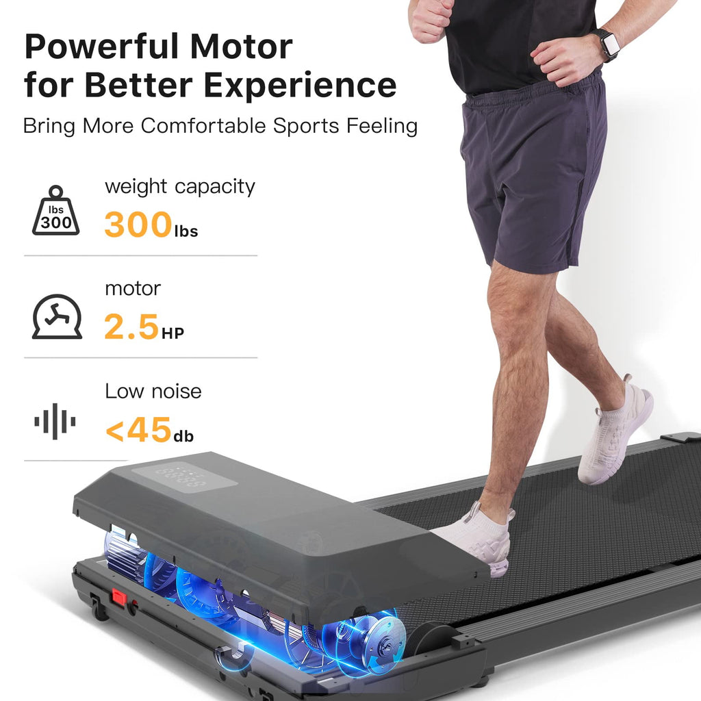 2.5Hp Walking Pad, 35.5*15.5 Walking Area 2 in 1 Under Desk Treadmill,300lb Walking Treadmill with Remote Control and LED Display, Quiet, Compact & Small Treadmill for Home & Office (White)