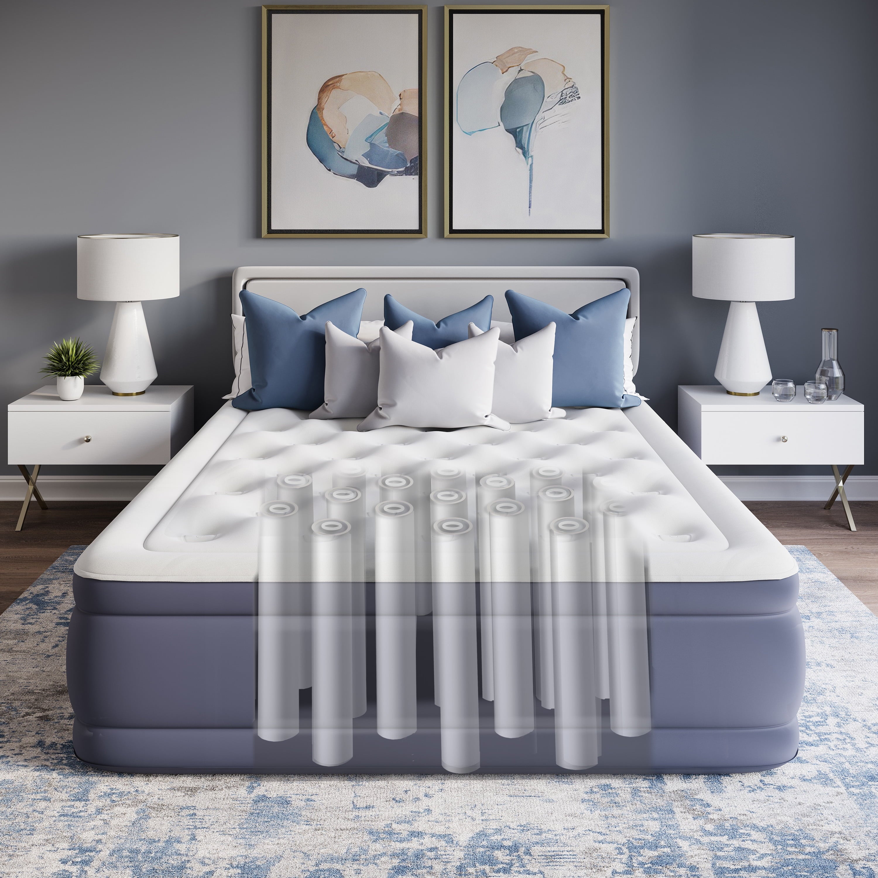 Beautyrest Sensalux 18" Inflatable Air Bed Blow up Mattress with Built-in Pump Queen