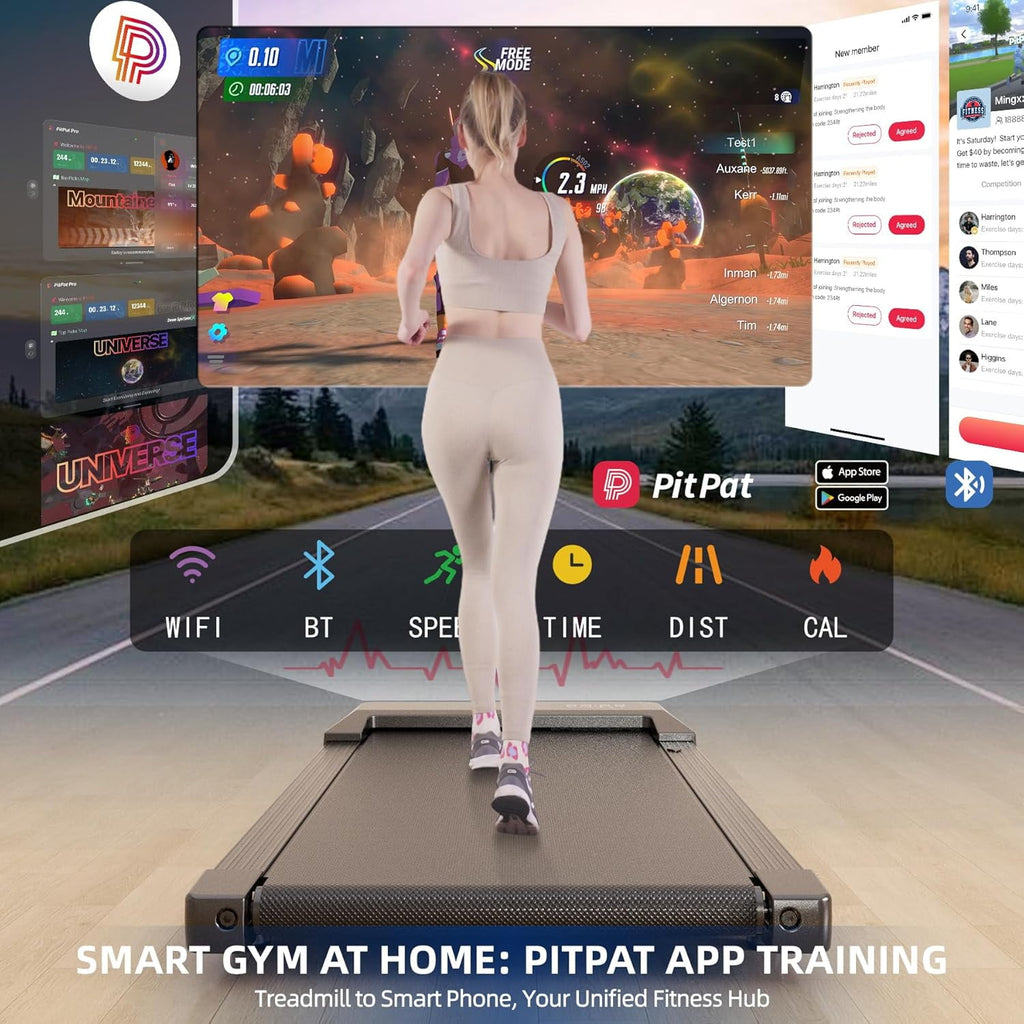 2.5Hp Walking Pad, 35.5*15.5 Walking Area 2 in 1 Under Desk Treadmill,300lb Walking Treadmill with Remote Control and LED Display, Quiet, Compact & Small Treadmill for Home & Office (White)