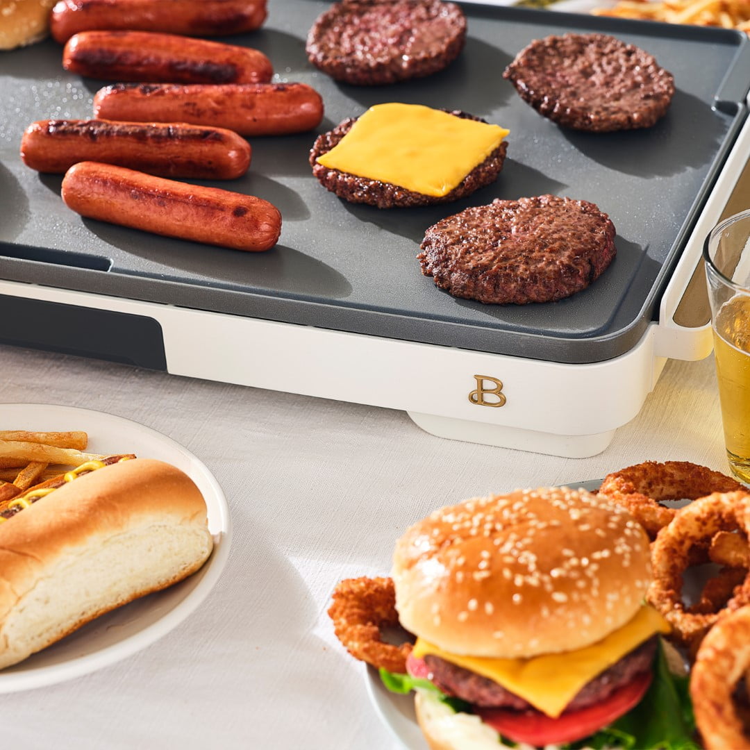 Beautiful XL Electric Griddle 12" x 22"- Non-Stick, White Icing by Drew Barrymore