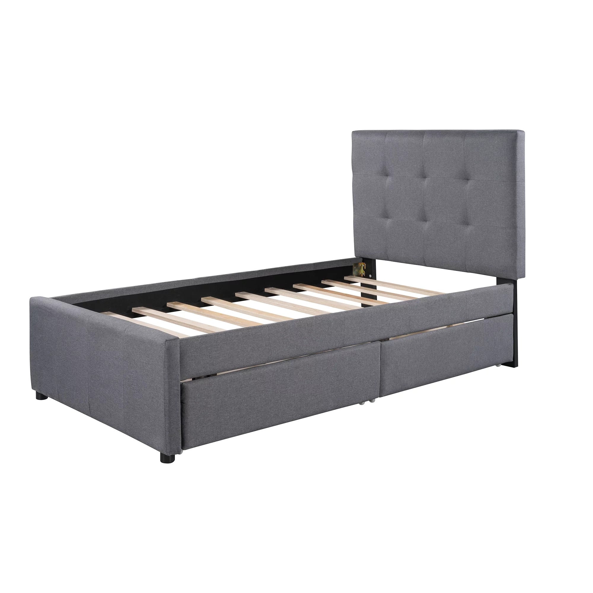 Bellemave Linen Upholstered Platform Bed With Headboard and Two Drawers, Twin