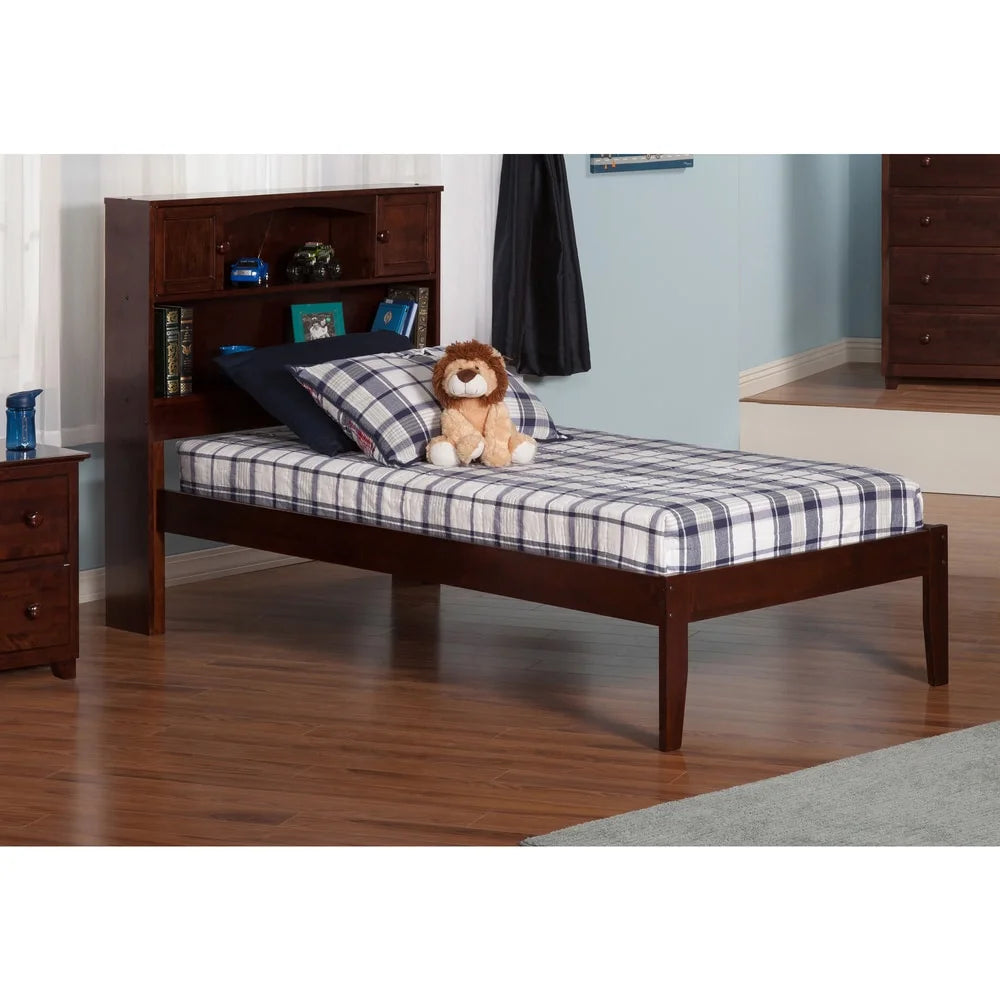AFI Newport Walnut Twin XL Bookshelf Headboard Platform Bed