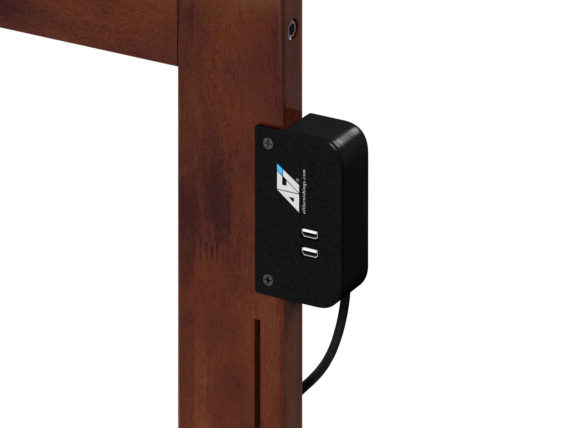 AFI Nantucket Queen Solid Wood Panel Headboard with Attachable Charger, Walnut