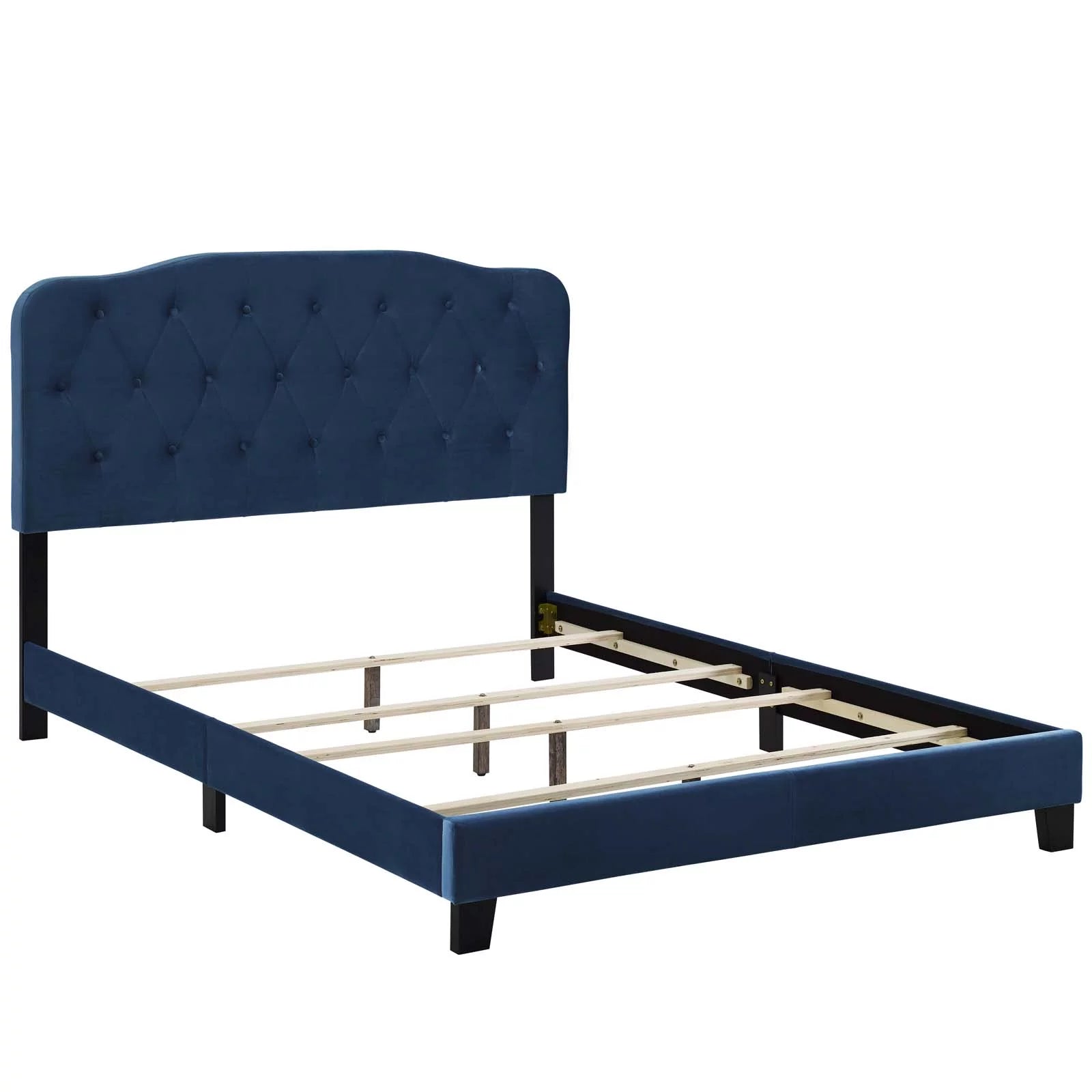Amelia King Upholstered Velvet Bed in Navy
