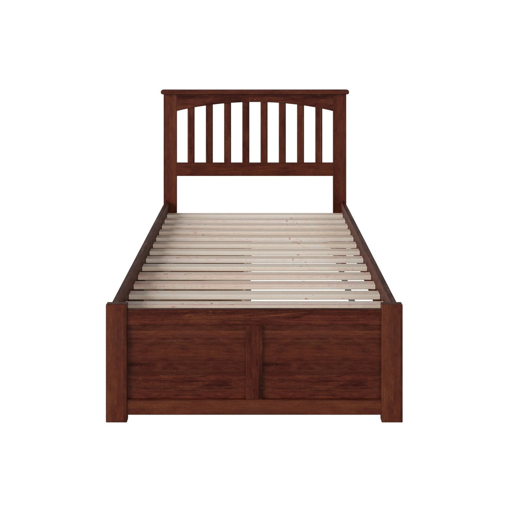 AFI Mission Twin Platform Bed with Footboard and 2 Drawers in Walnut