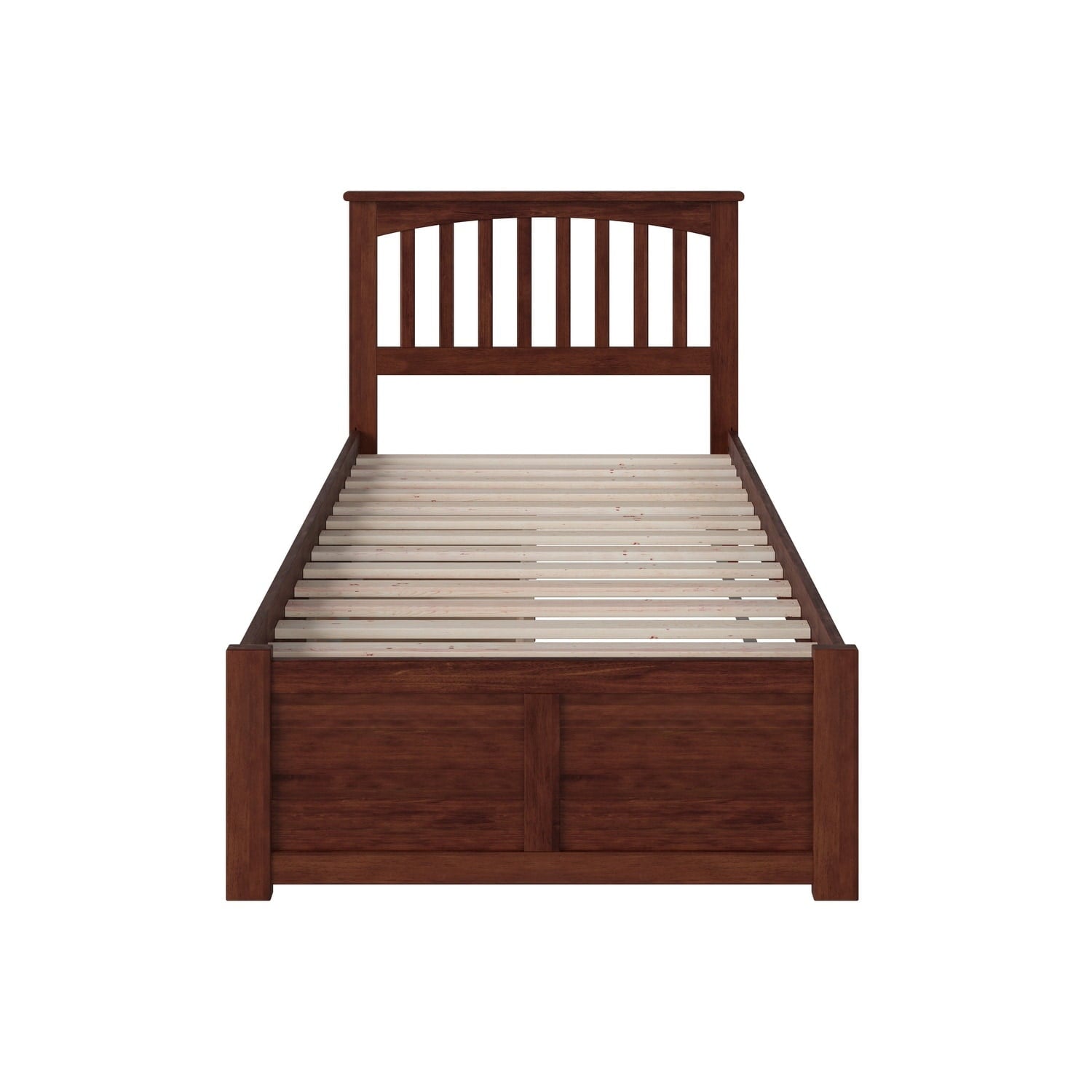 AFI Mission Twin Platform Bed with Footboard and 2 Drawers in Walnut