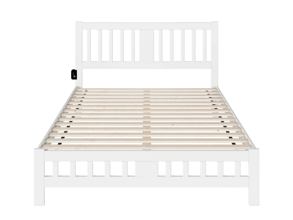 AFI Tahoe 14" Queen Wood Platform Bed with Slatted Headboard and Footboard, White