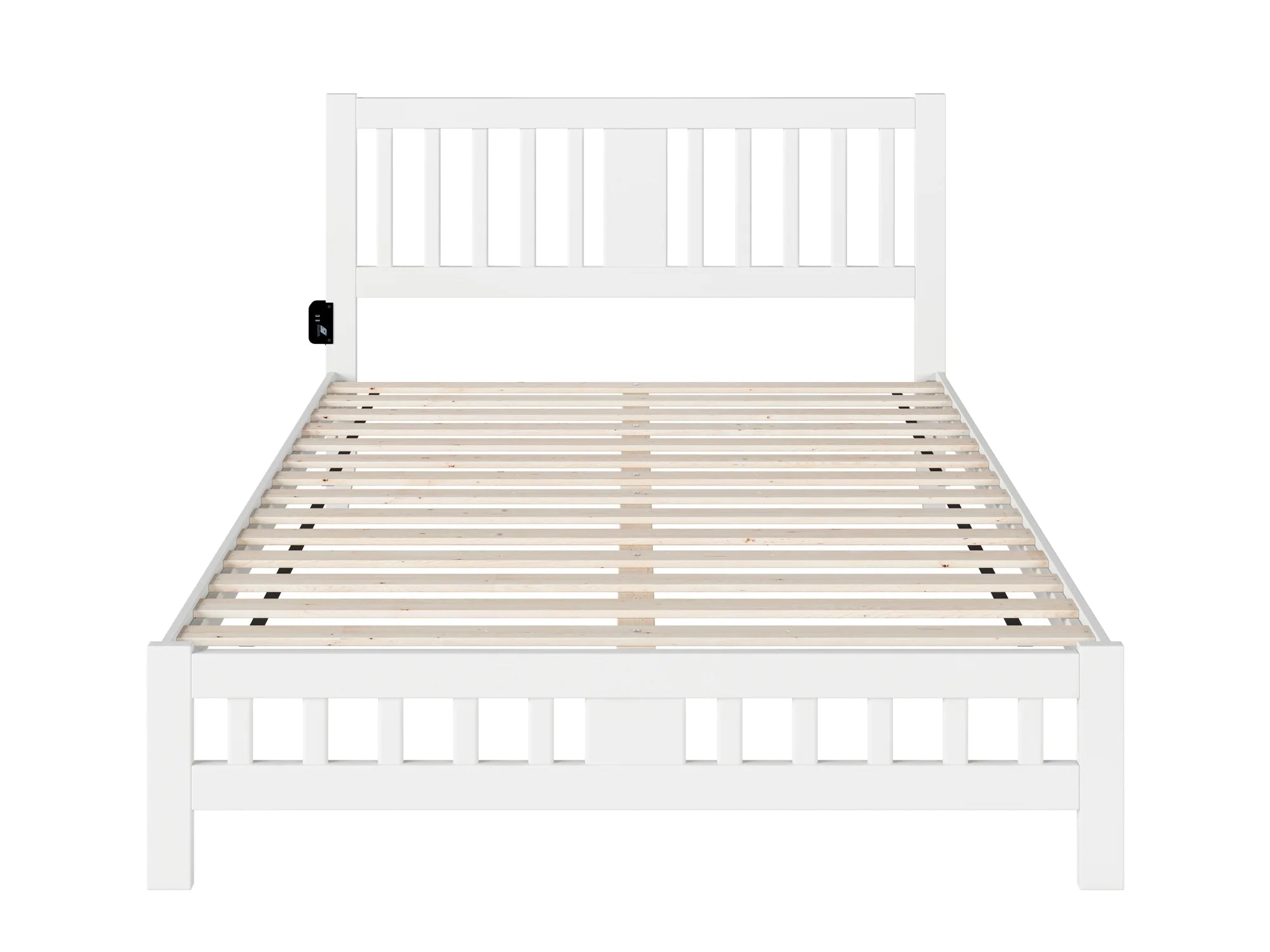 AFI Tahoe 14" Queen Wood Platform Bed with Slatted Headboard and Footboard, White
