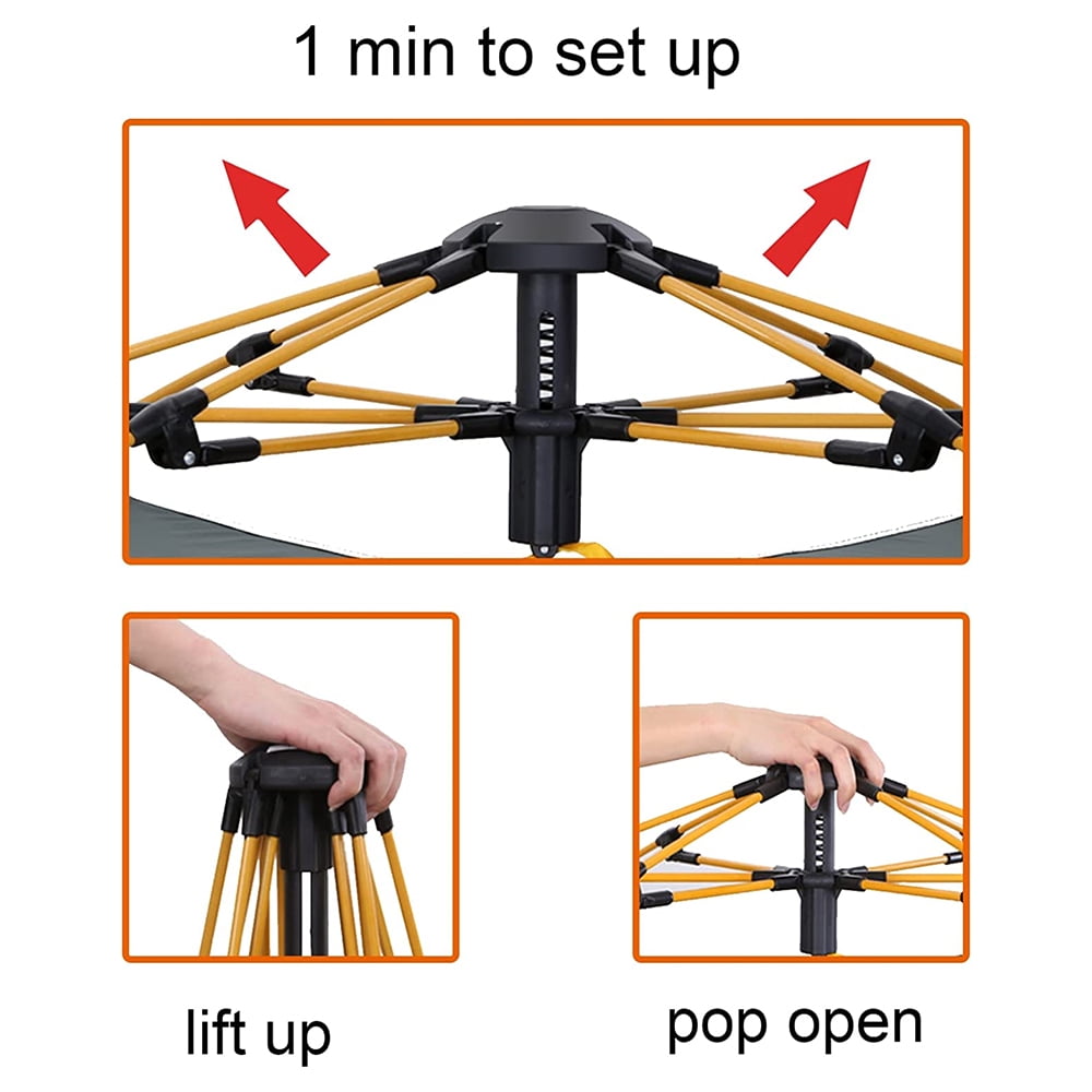 Aedavey Camping Tent 3 Person Automatic Pop Up Instant Tent Waterproof Windproof Portable 7' x 7' x 53" Lake Blue