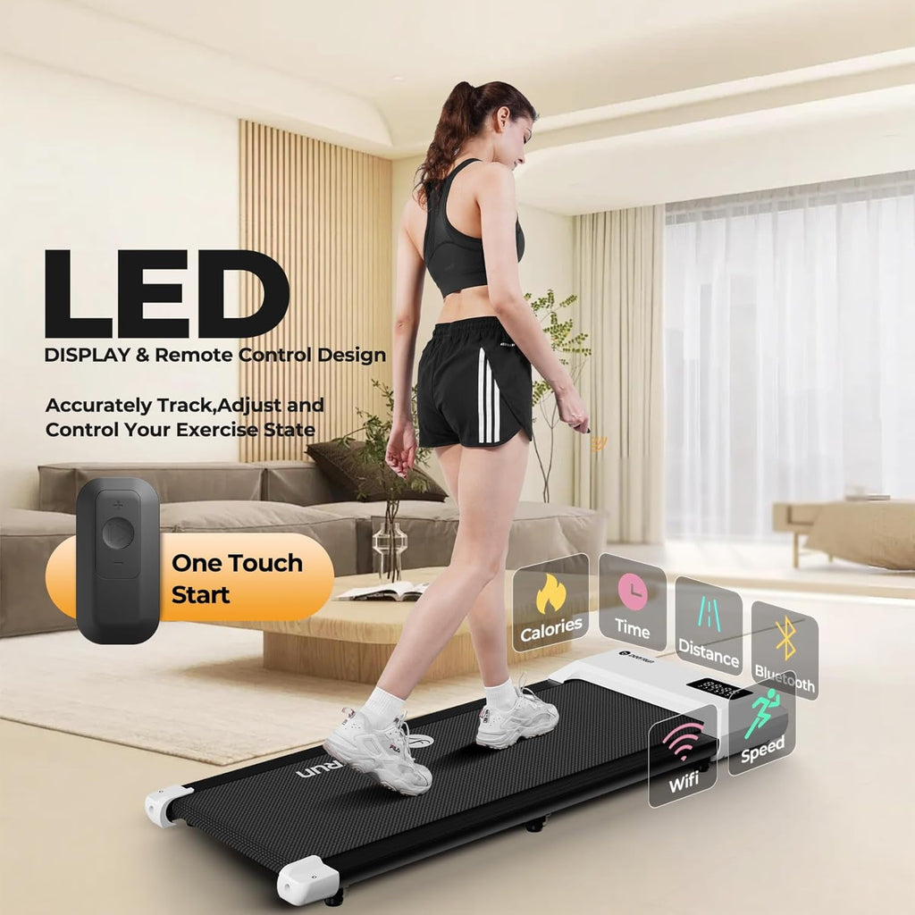 2.5Hp Walking Pad, 35.5*15.5 Walking Area 2 in 1 Under Desk Treadmill,300lb Walking Treadmill with Remote Control and LED Display, Quiet, Compact & Small Treadmill for Home & Office (White)