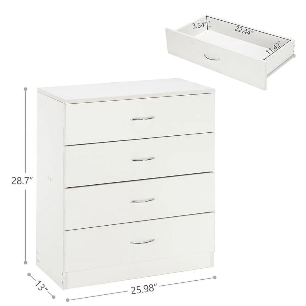 Arturesthome MDF Wood Simple 4-Drawer Dresser White
