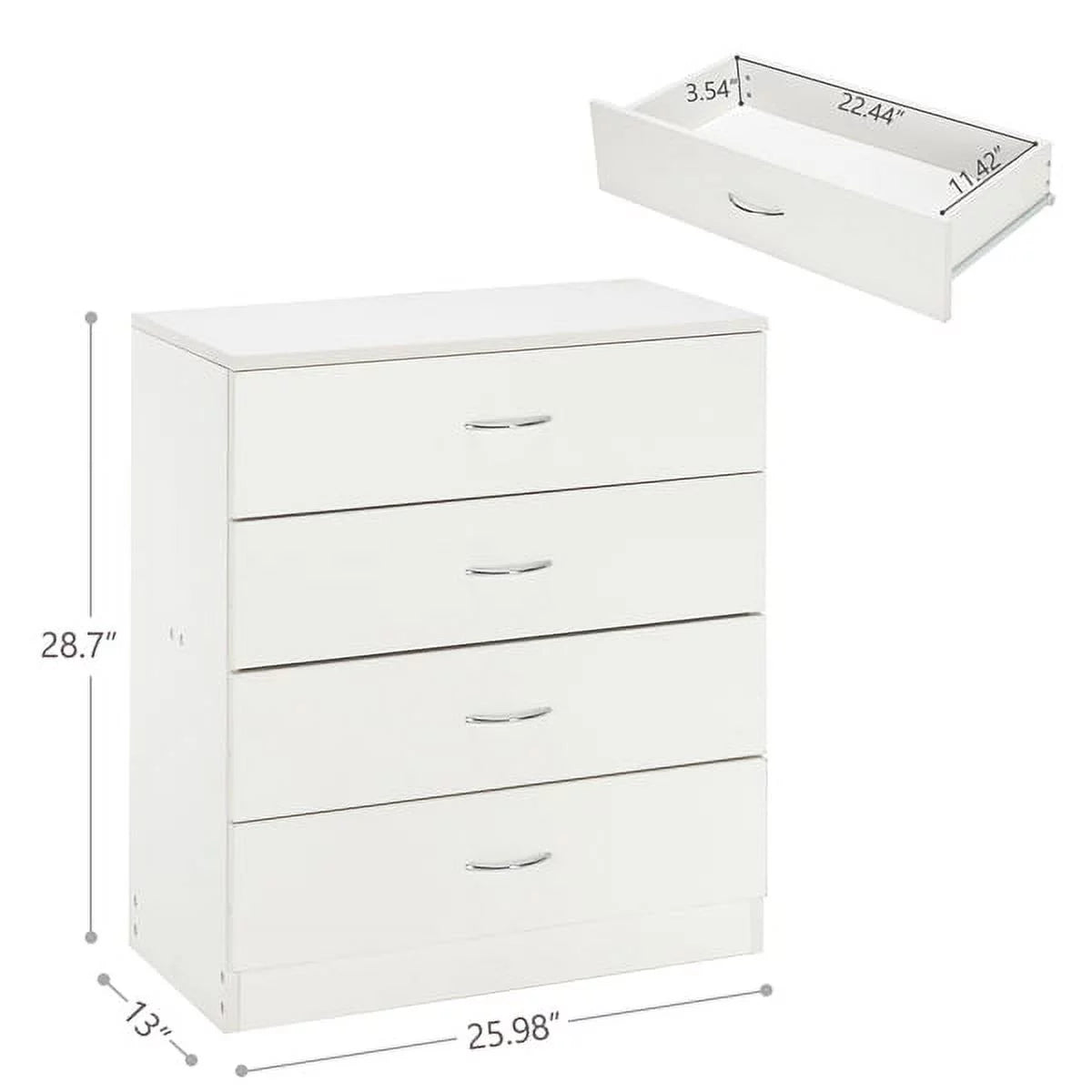 Arturesthome MDF Wood Simple 4-Drawer Dresser White