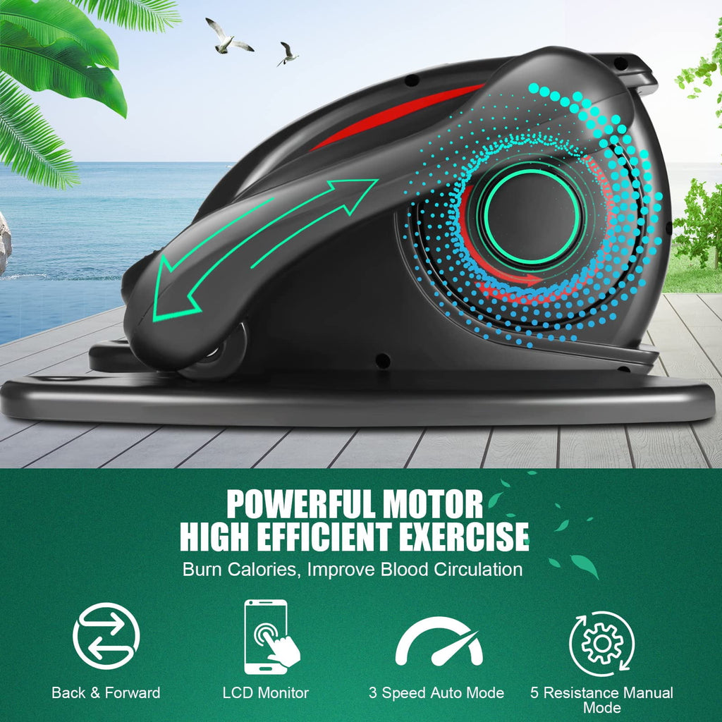 ANCHEER Under Desk Elliptical Machine Electric Seated Pedal Exerciser, Quiet & Compact Mini Elliptical Trainer with LCD Display Monitor and Remote Control, Home Office Leg Exerciser for Seniors,Adult