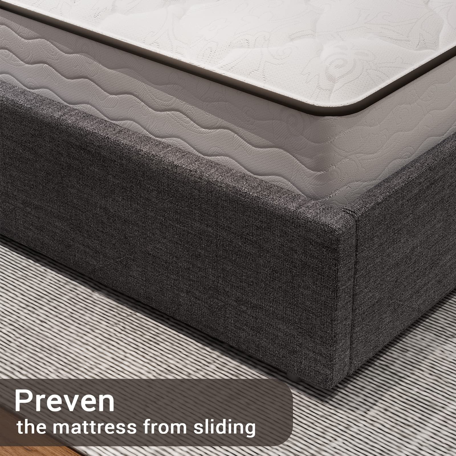 Afuhokles Queen Bed Frame with LED Lights Headboard, 4 Drawers,2 USB Charging Station, Upholstered Platform Bed, Dark Gray