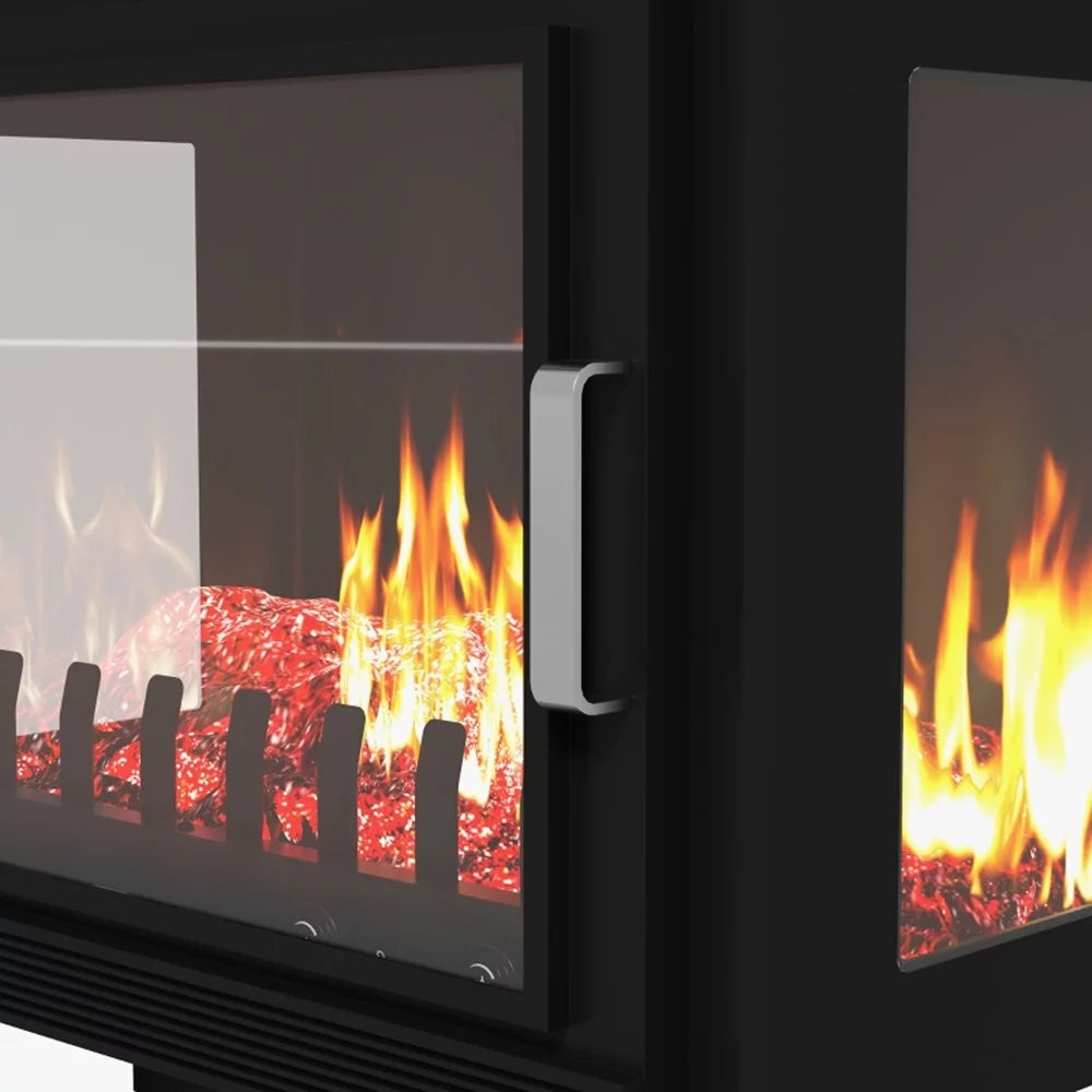 24" Electric Fireplace Stove, Freestanding Fireplace Heater with Realistic Flame, Adjustable Temperature