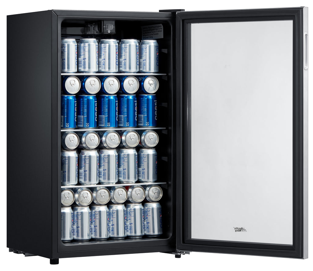 Arctic King 115 Can Beverage Fridge, Stainless Steel look Frame