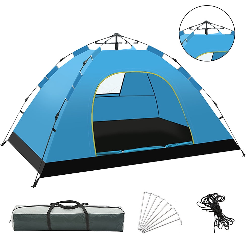 Aedavey Camping Tent 3 Person Automatic Pop Up Instant Tent Waterproof Windproof Portable 7' x 7' x 53" Lake Blue