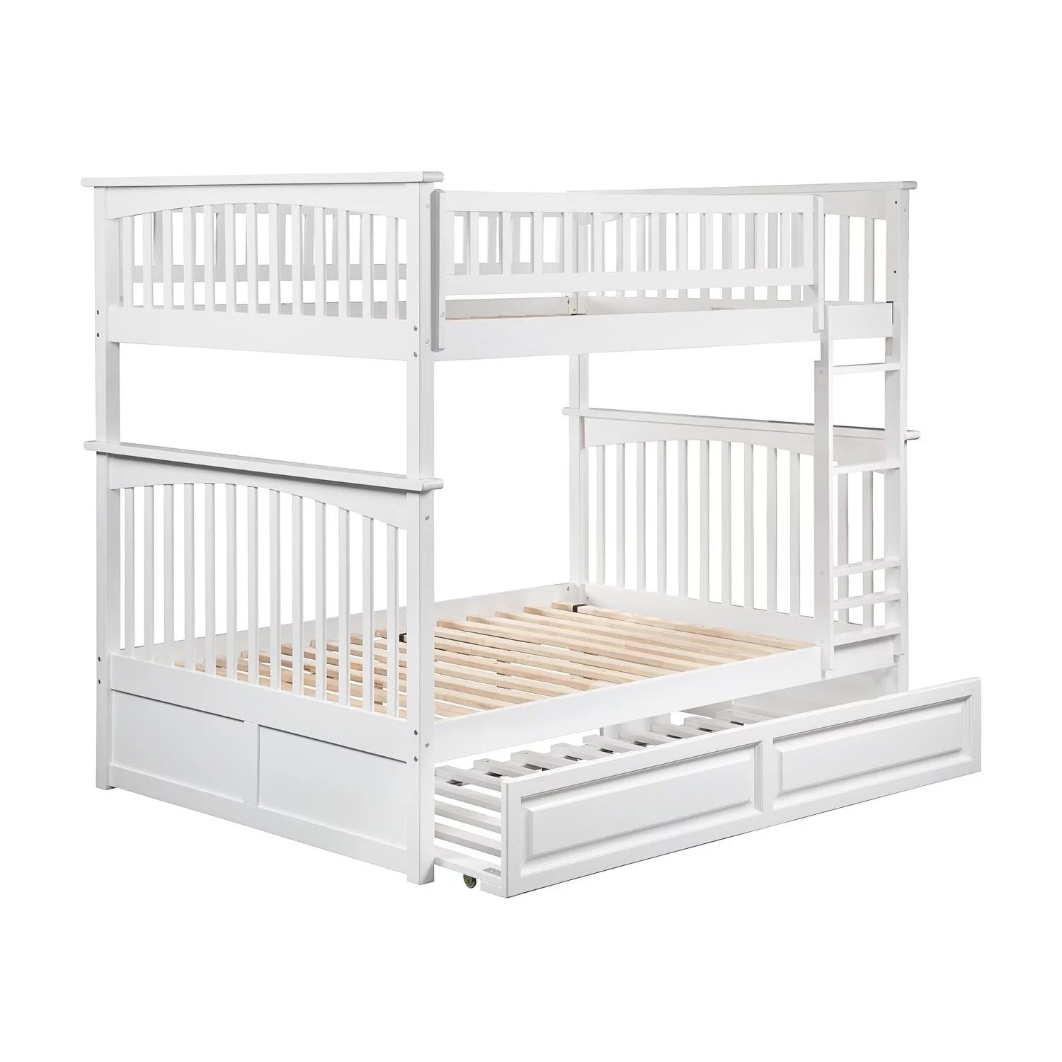 AFI Columbia Bunk Bed Full over Full with Twin Trundle Bed in White