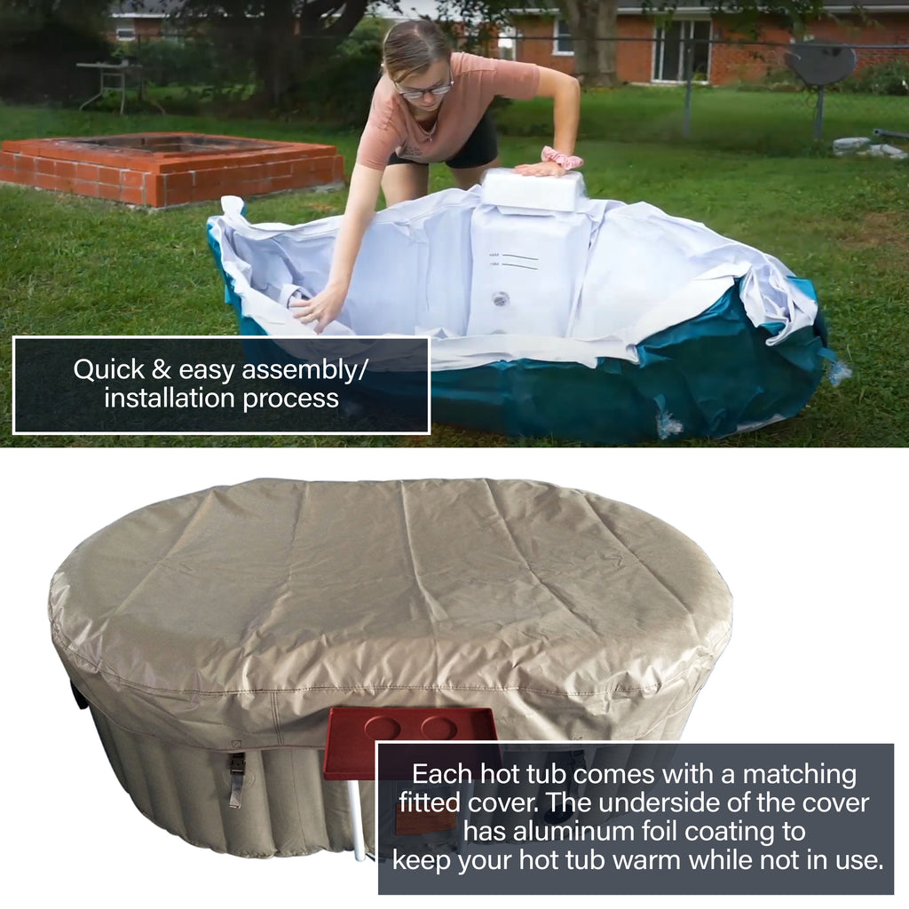 ALEKO 145 Gallon 2 Person Brown Oval Inflatable Jetted Hot Tub with Cover