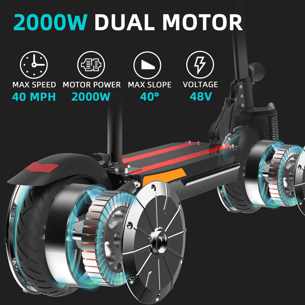 AJOOSOS X500 Electric Scooter with Seat - 40 mph Max Speed, 40 Miles Long Range, 2000W Dual Motor, 300lbs Max Load, Foldable E Scooter for Adults