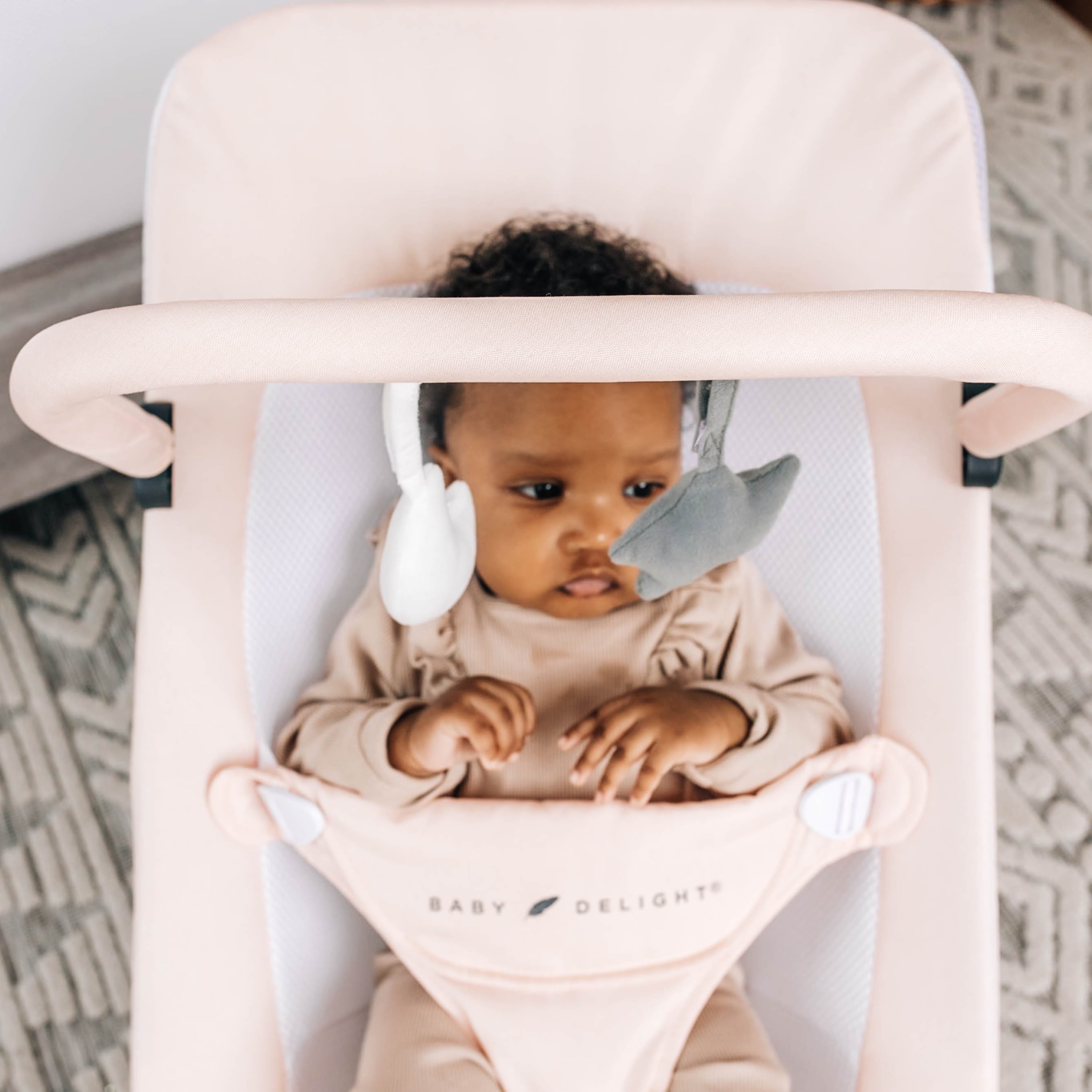 Baby Delight Alpine Deluxe Portable Infant Bouncer - for Use 0-6 Months- Quilted Indigo