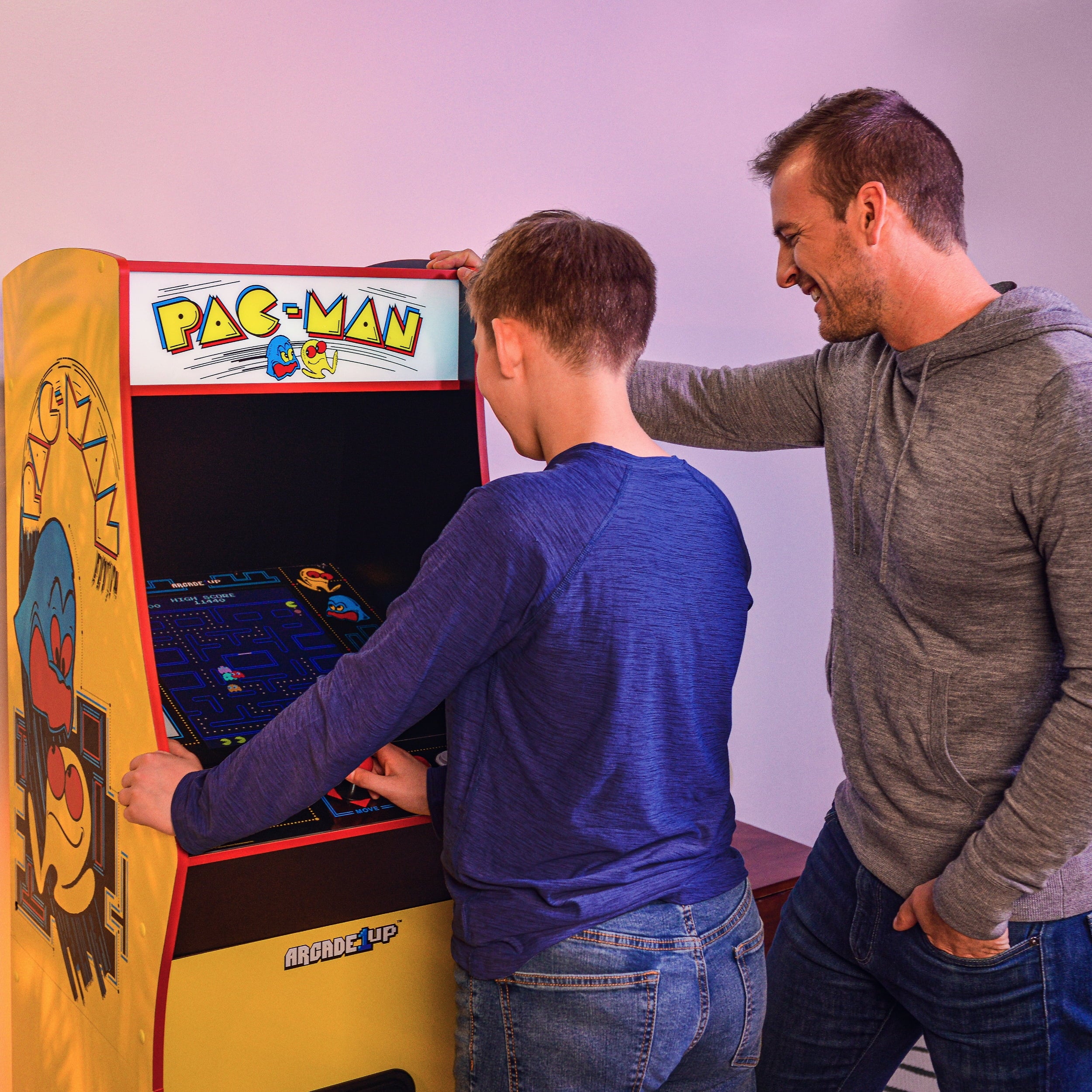 Arcade1Up PAC-MAN Deluxe Arcade Game, built for your home, with 5-foot-tall full-size stand-up cabinet, 14 classic games, and 17-inch screen