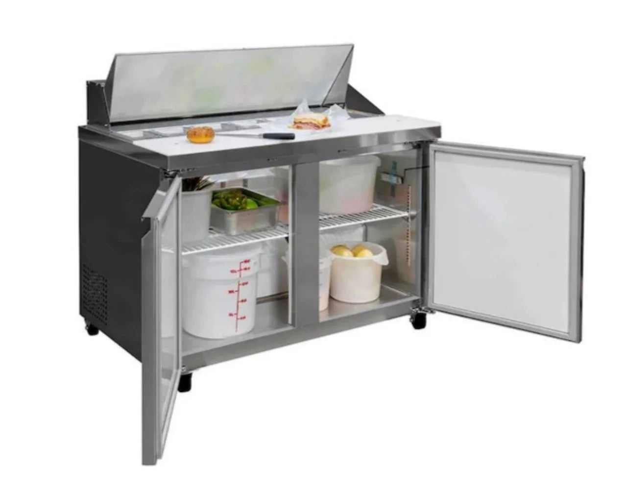 60.25 in. W 15 cu. ft. Commercial Food Prep Table Refrigerator Cooler in Stainless Steel