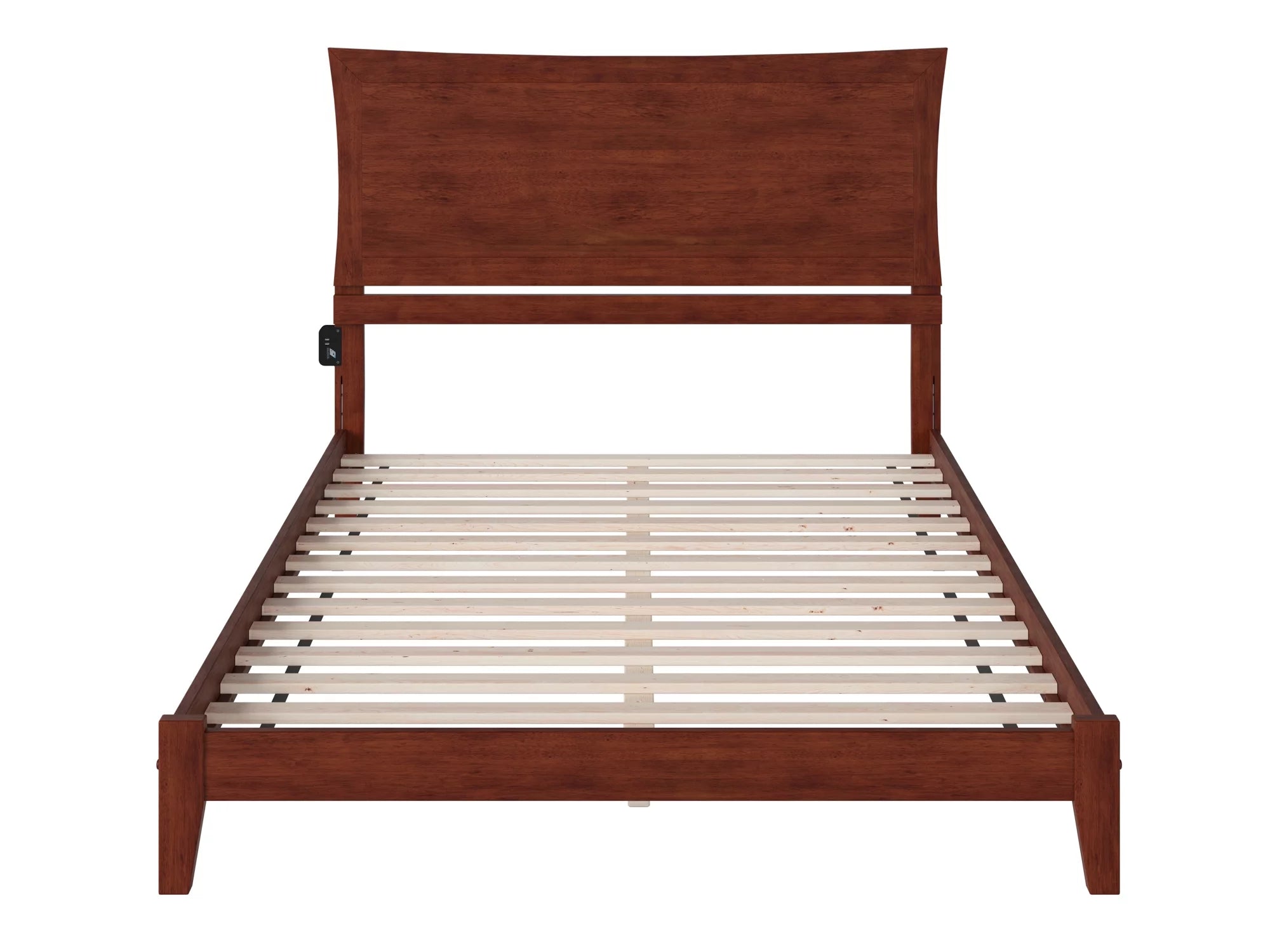 AFI Metro Queen Low Profile Wood Platform Bed Frame with Panel Headboard, Walnut