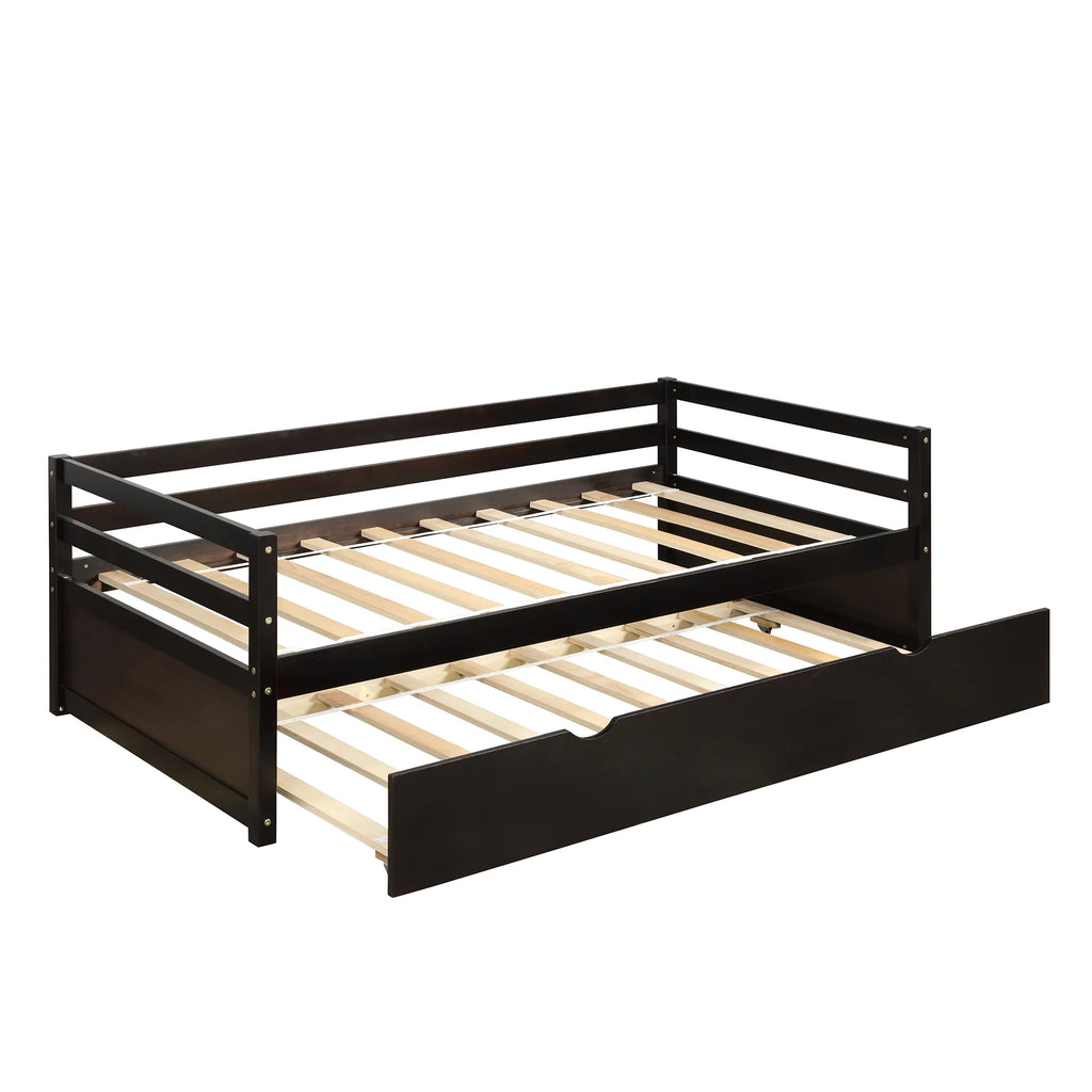 Adrinfly Daybed with Trundle Frame Set, Twin Size, Espresso