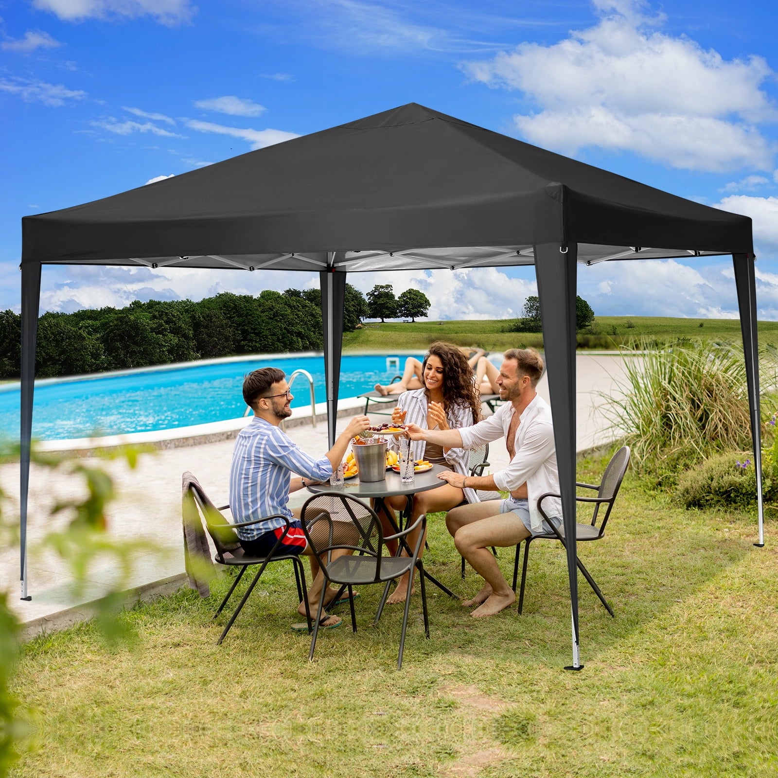 10'x 10' Pop up Canopy 1 Person Setup Canopy Portable Outdoor Party Instant Shelter with 4 Removable Sidewalls & Carrying Bag for Wedding Picnics Camping, White