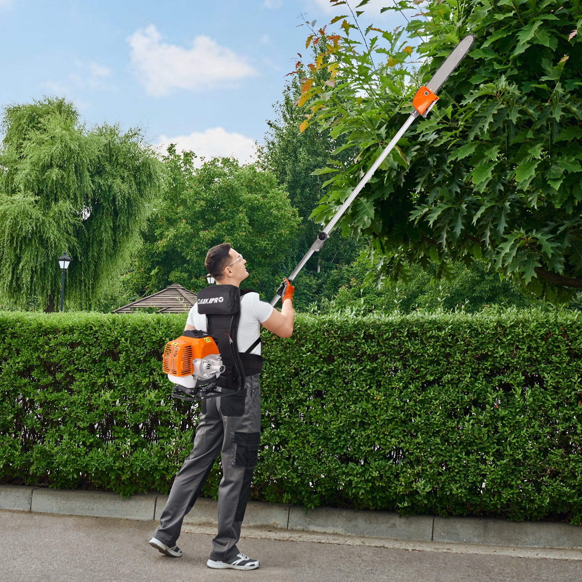 4 in 1 Weed Eater Grass Trimmer, Multi-Functional String Trimmer with Gas Pole Saw, Hedge Trimmer, Weed Trimmer, and Brush Cutter, Weed Eater for Patio Garden Lawn, 52CC 2-Cycle