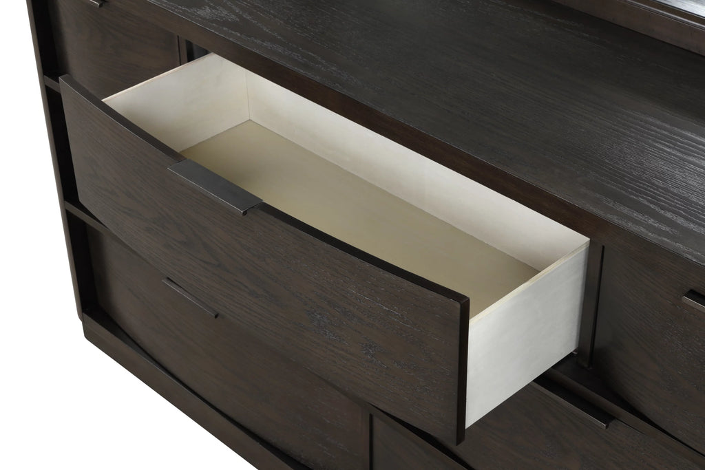 Belani Wood Panel Bed Set, King Bed, Dresser, Mirror, Nightstand, Chest, Espresso