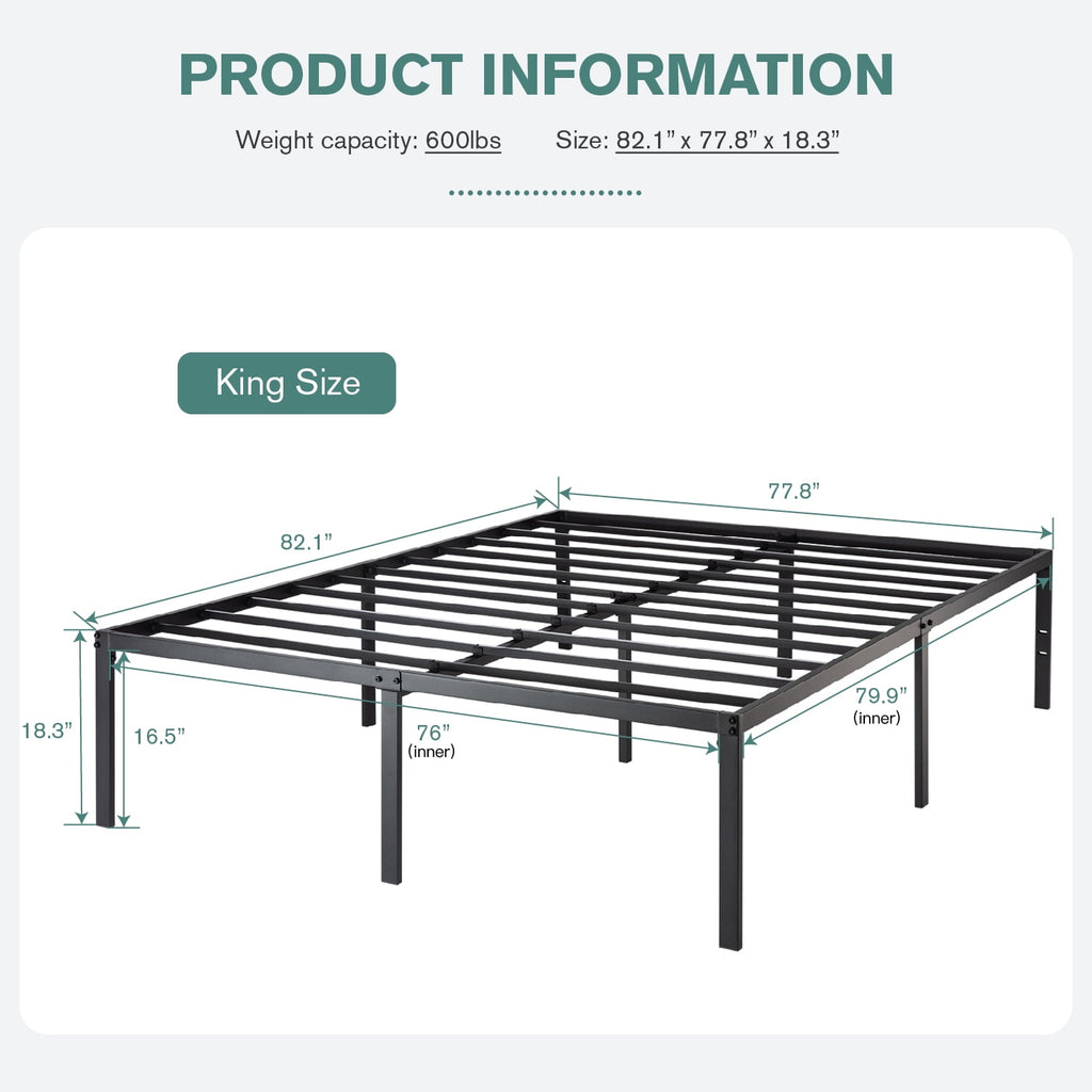 Amolife Heavy Duty Full Size Metal Platform Bed Frame with 16.5'' Large Under Bed Storage Space