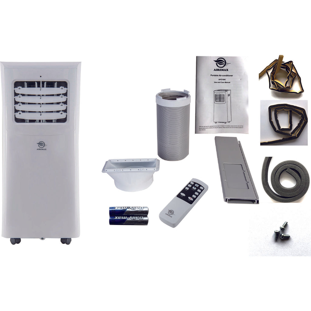 Aire Max 5,000 BTU (10,000 BTU ASHRAE) Portable Air Conditioner with Remote Control for Rooms up to 300 Sq. ft., White, APO110C