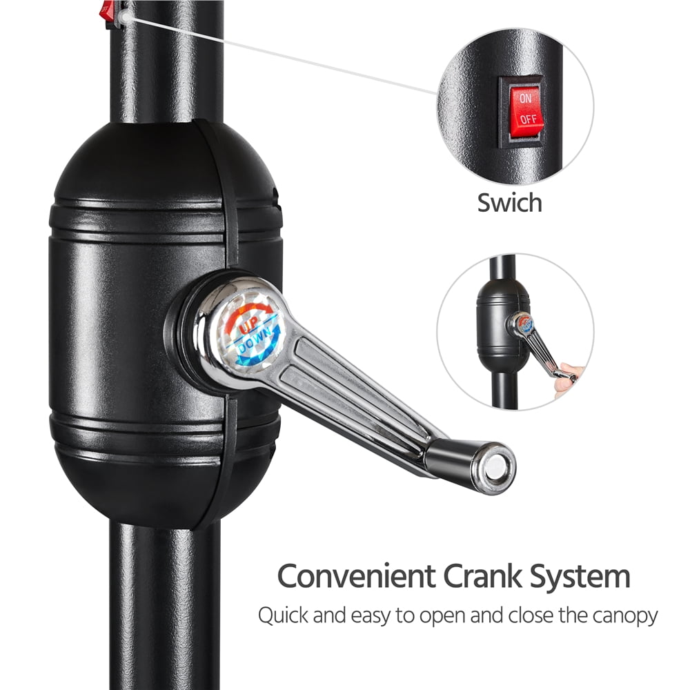 Alden Design 7.5ft Standard Patio Umbrella with LED Lights, Tan