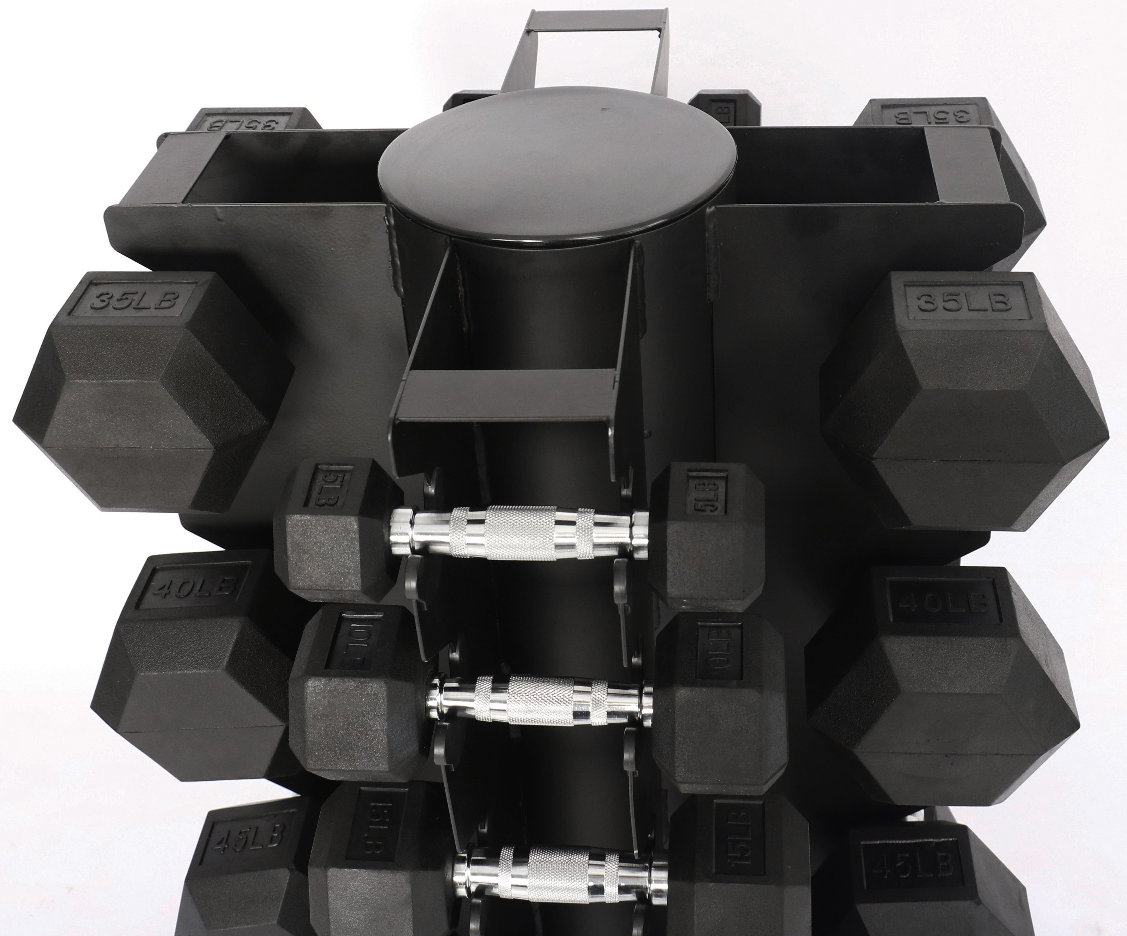 BalanceFrom 100LB Rubber Coated Hex Dumbbell Weight Set with A-Frame Rack, 5-20 lbs Pairs