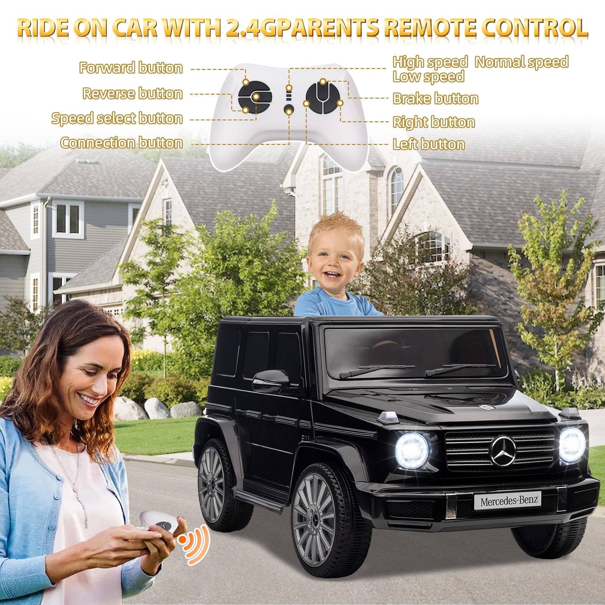 24V Ride on Car with Remote Control for Kids Mercedes Benz Ride on Car Toy for Boys and Girls 3-6 Years Old, Electric Vehicle, Bluetooth, LED Light, White