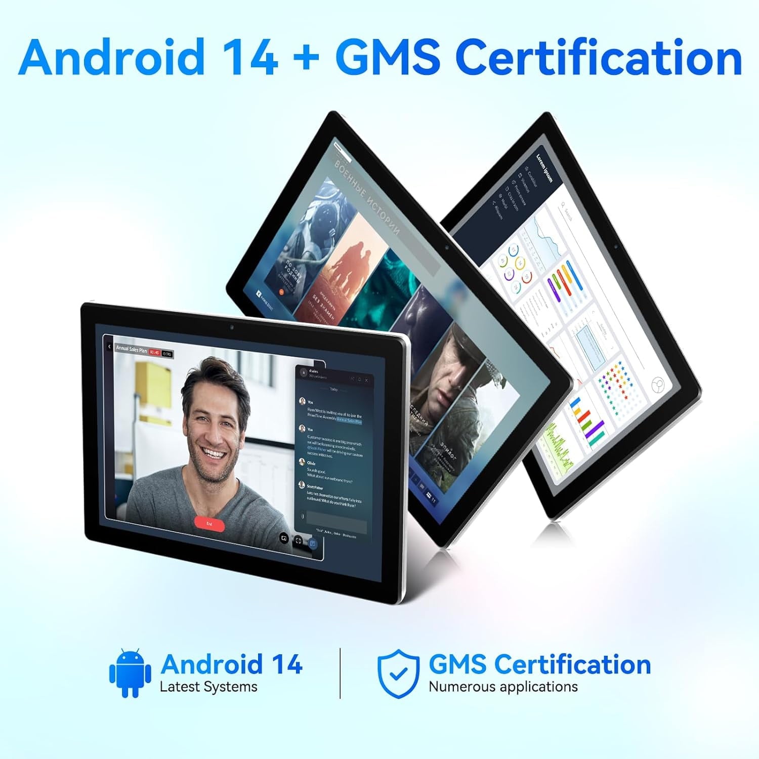 AEEZO Android 14 Tablet 10.1 inch Tablet, 8GB RAM + 64GB ROM (1TB TF), Octa-Core 2.0 GHz, WiFi 6, Bluetooth 5.0, Widevine L1, 5MP + 8MP, 5000mAh, Black