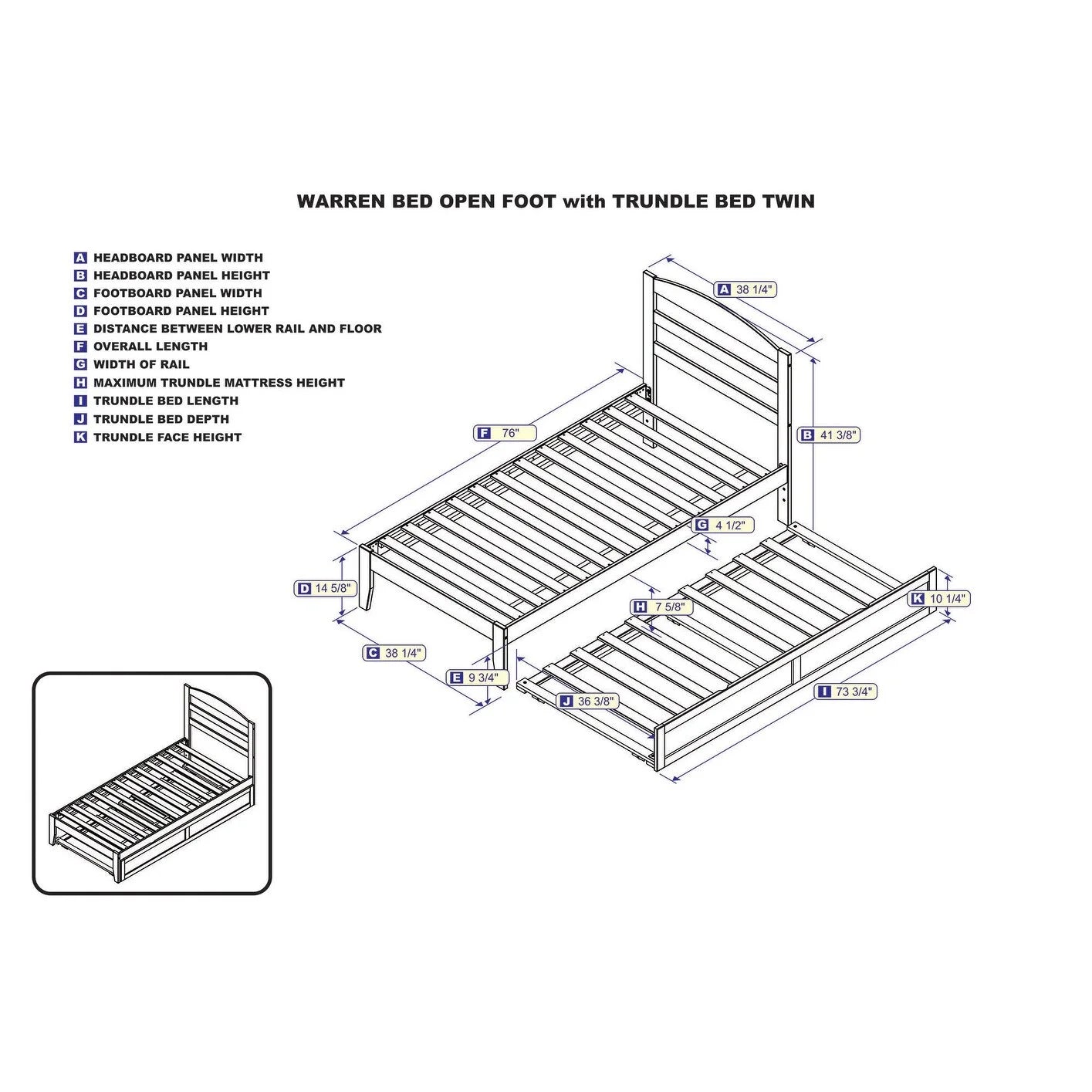 AFI Warren Solid Wood Platform Bed with Twin Trundle Grey Twin