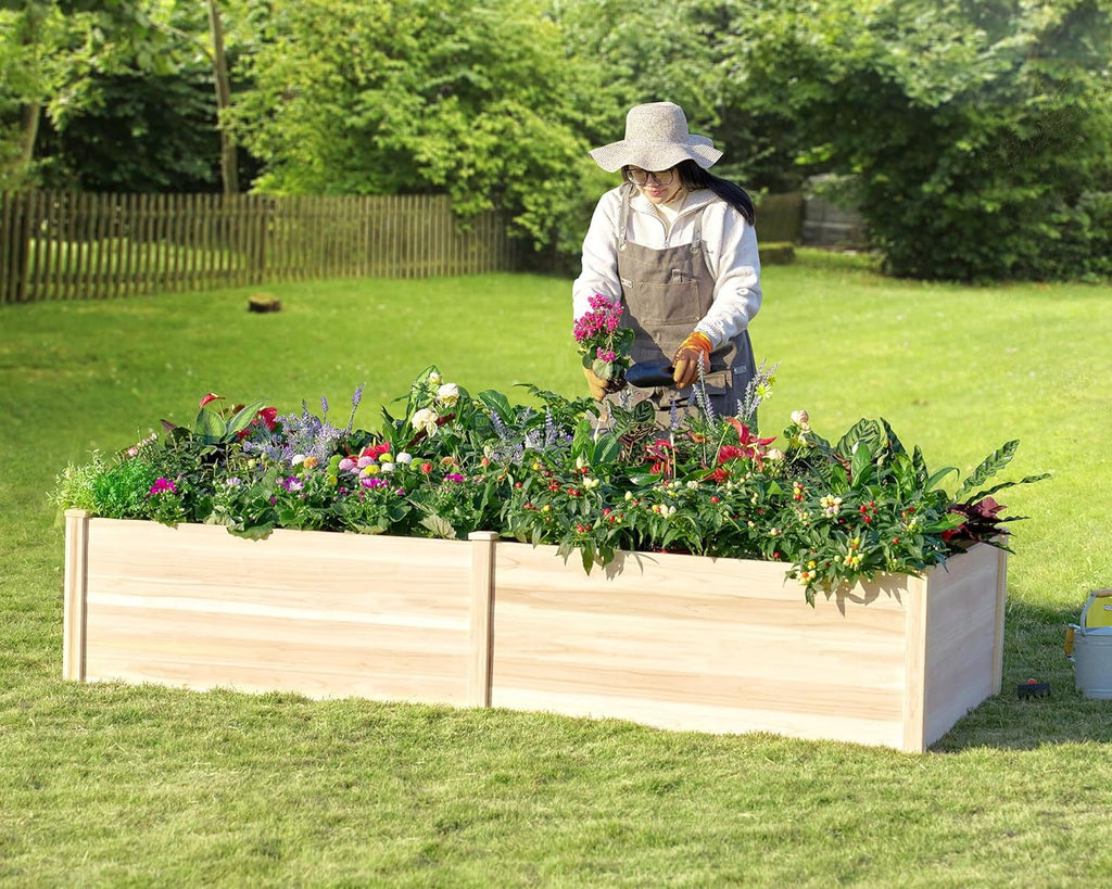 AMERLIFE Raised Garden Bed 4x2x2.6 ft Large Capacity Planter with Drain Hole for Growing Plants