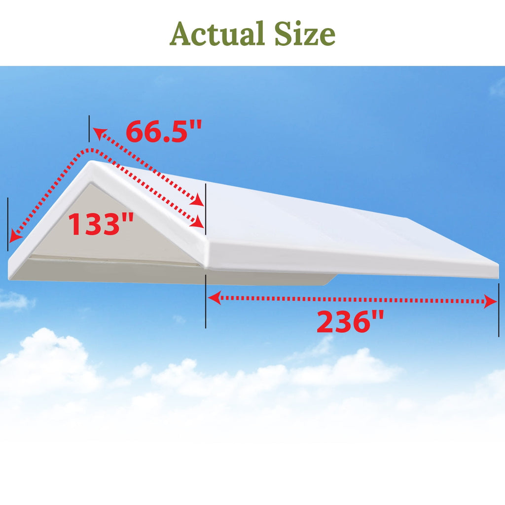 10'x20' Carport Replacement Canopy Cover for Tent Top Garage Shelter Cover with Ball Bungees (Only Cover, Frame is not Included)