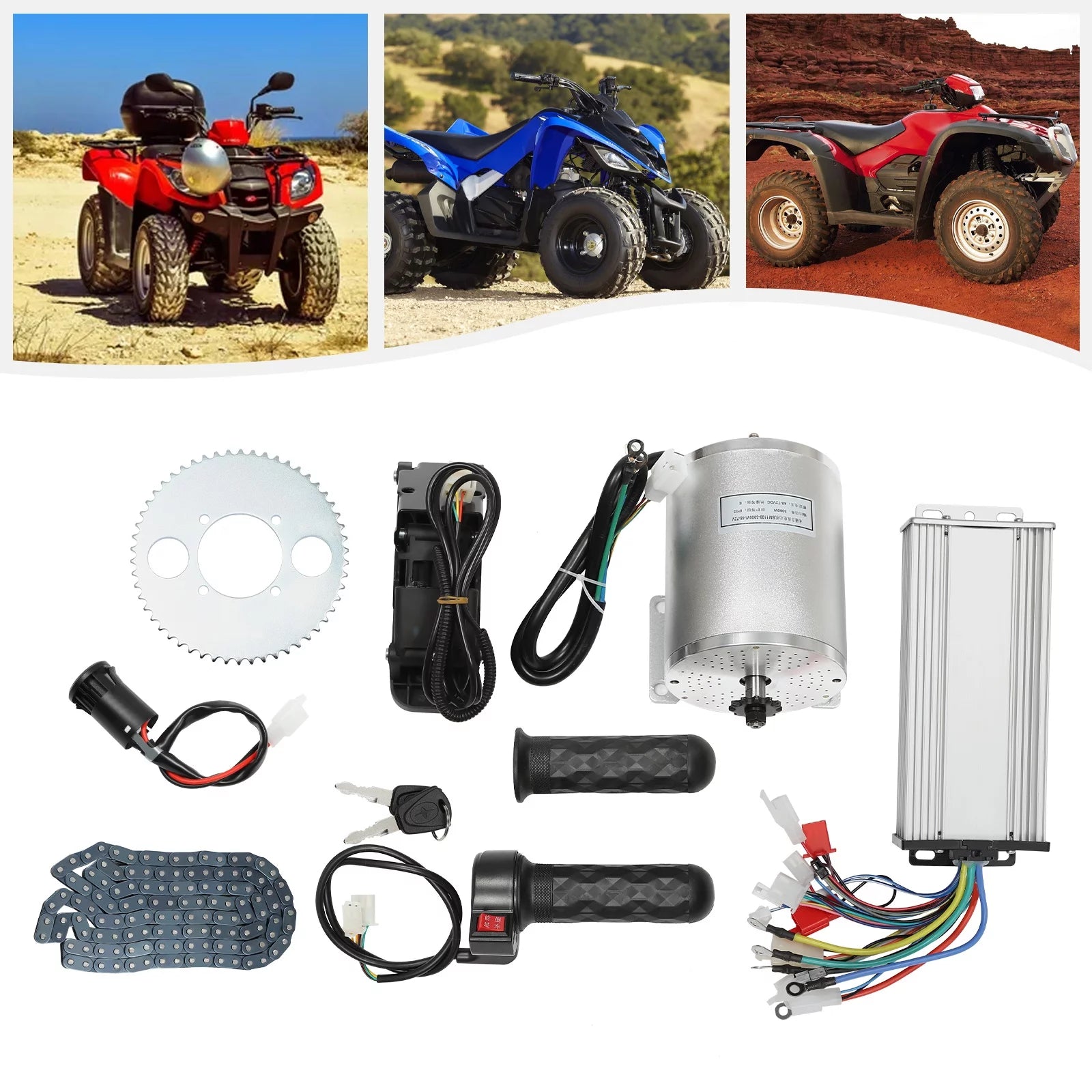 Aiqidi 48-72V 3000W Brushless Motor Kit w/Controller&Throttle for Electric Scooter E Bike Engine Motorcycle DIY Part Conversion